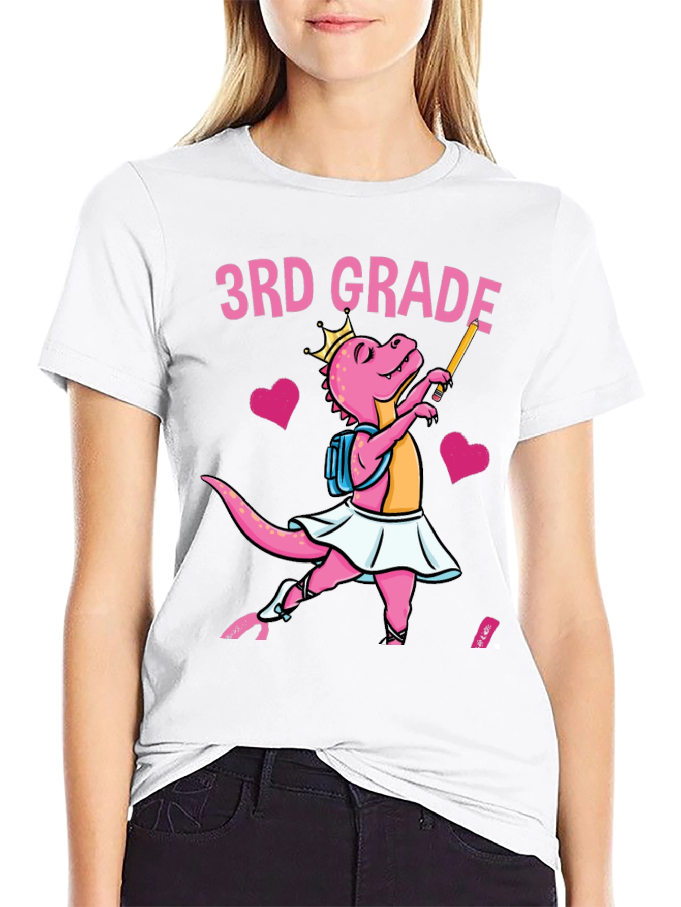 Black 3rd Grade Dinosaur T-Shirt view 9