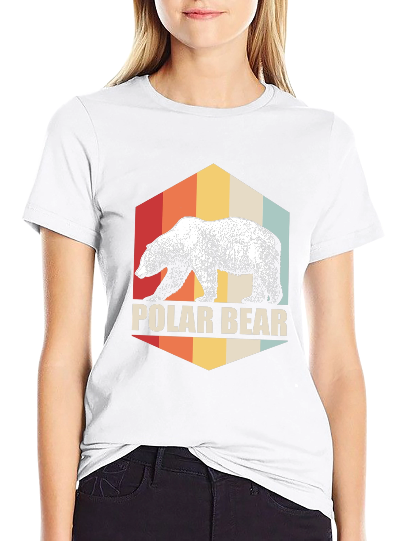 Black Retro Polar Bear Graphic T-Shirt - Classic Black Tee view 9