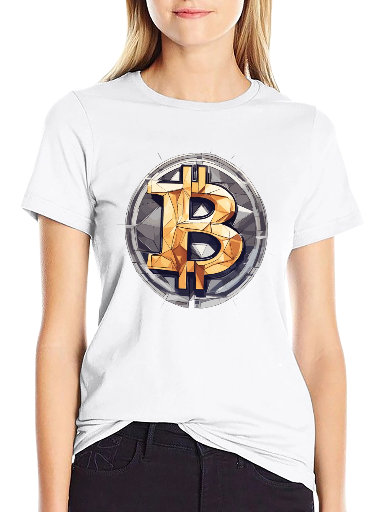 Bitcoin Logo Graphic Print T-Shirt - 9