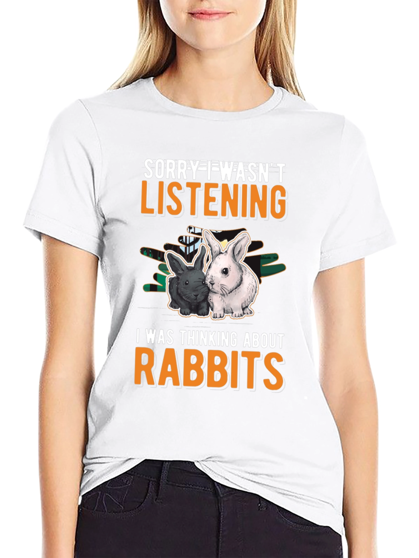 Black Rabbit Lover T-Shirt - Sorry Wasn't Listening view 9