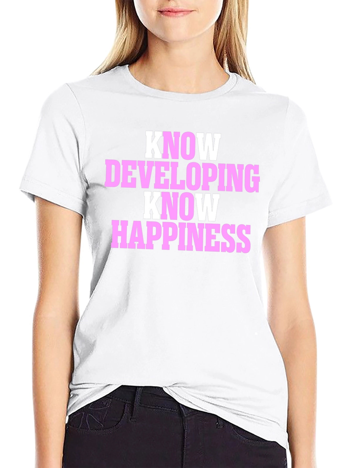 Black Know Developing Know Happiness Graphic T-Shirt view 9