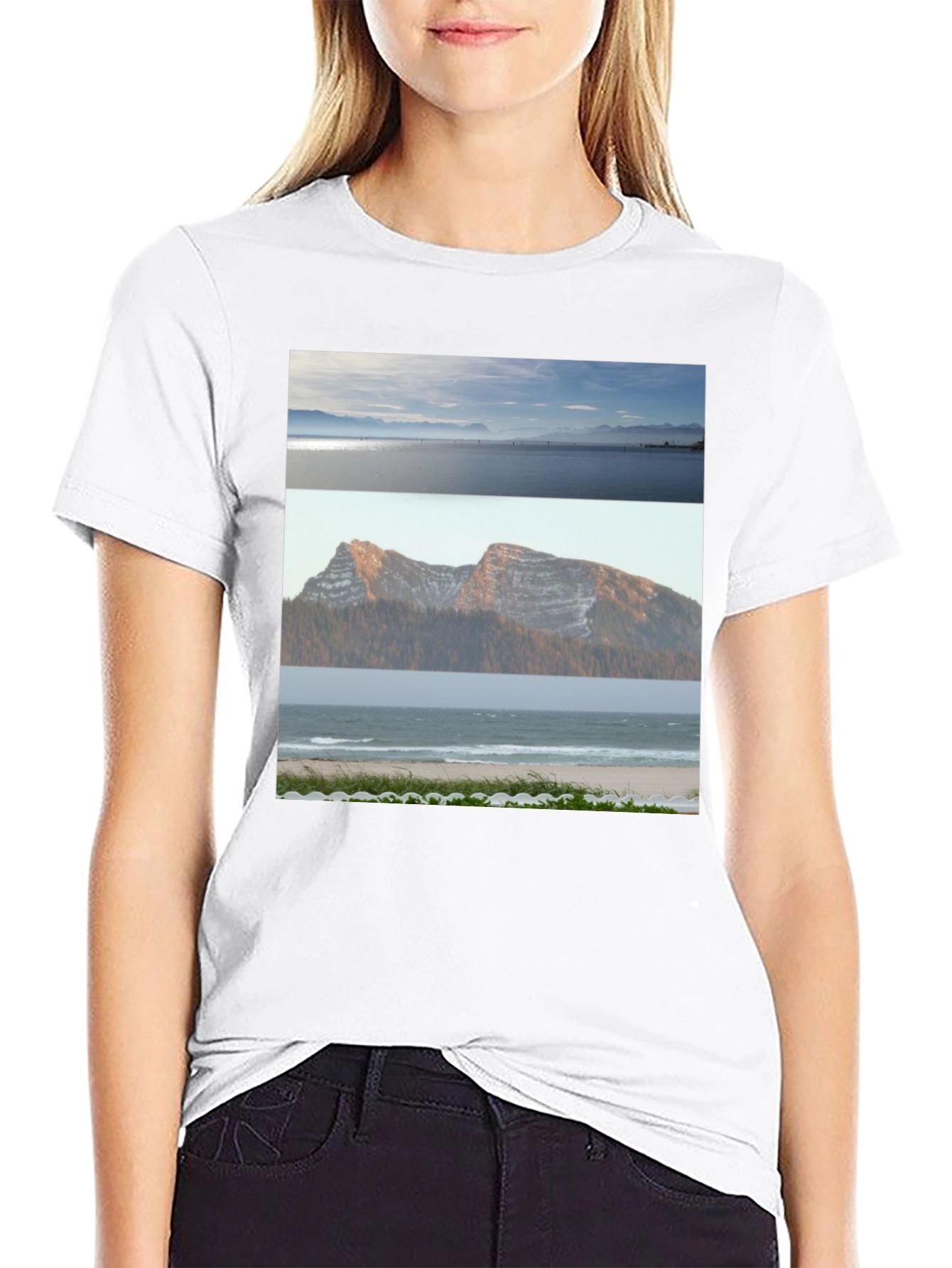 Black Scenic Landscape T-Shirt view 9