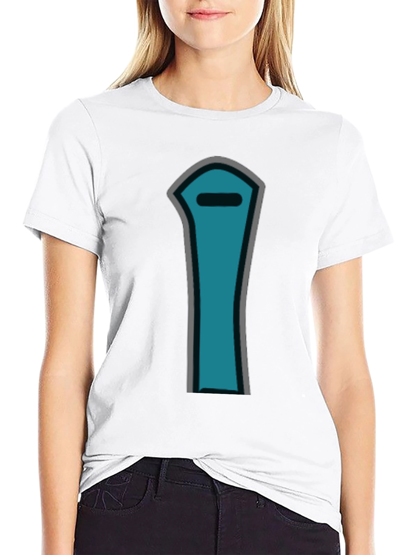 Black Minimalist Blue Character T-Shirt view 9