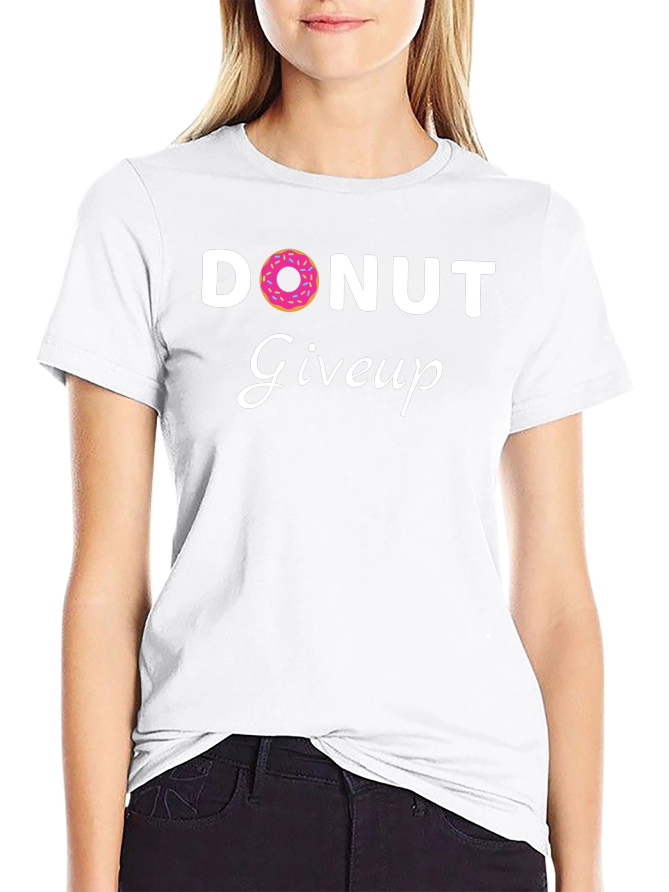 Black Donut Give Up T-Shirt - Motivational Tee view 9