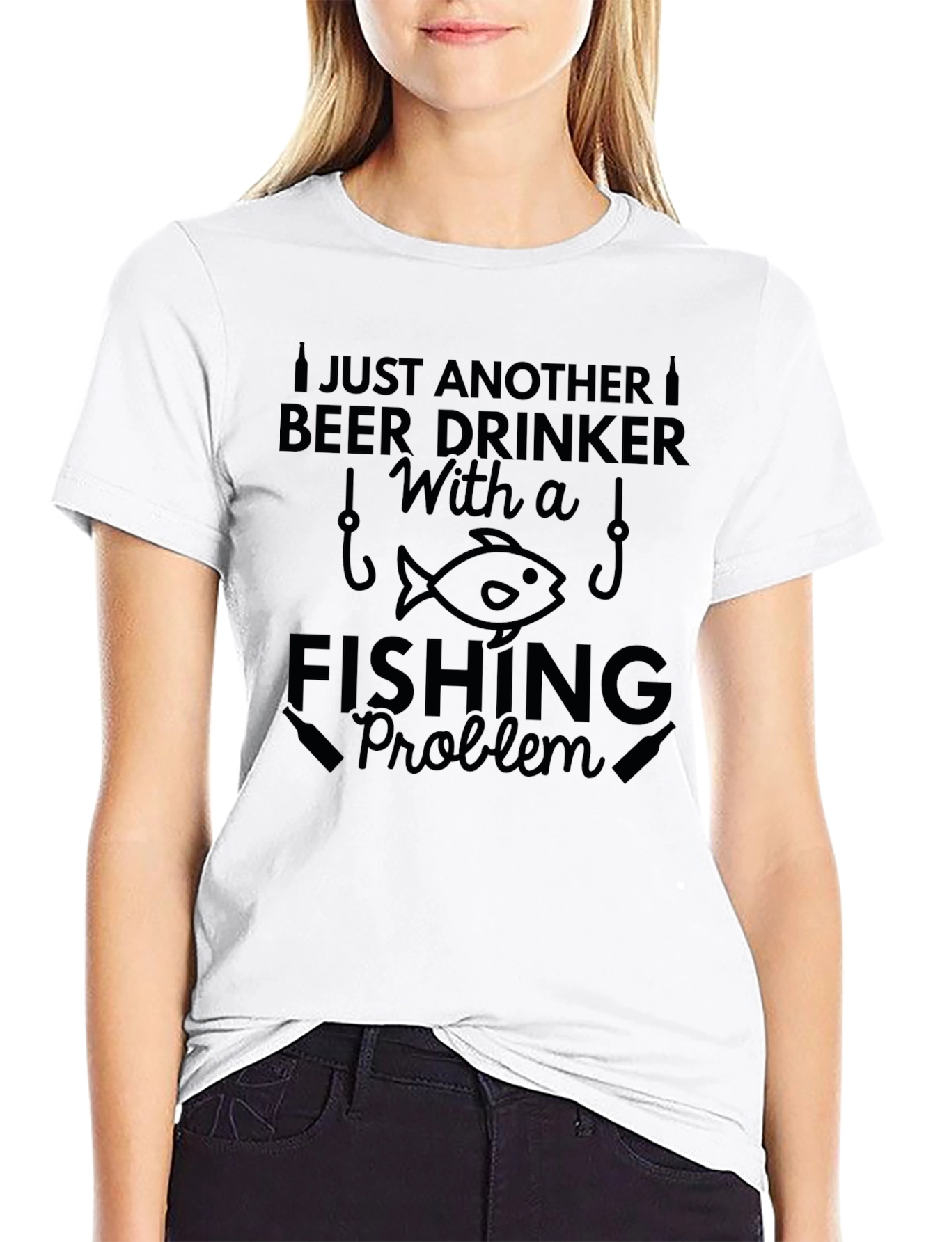 Black Fishing Problem Graphic Tee view 9