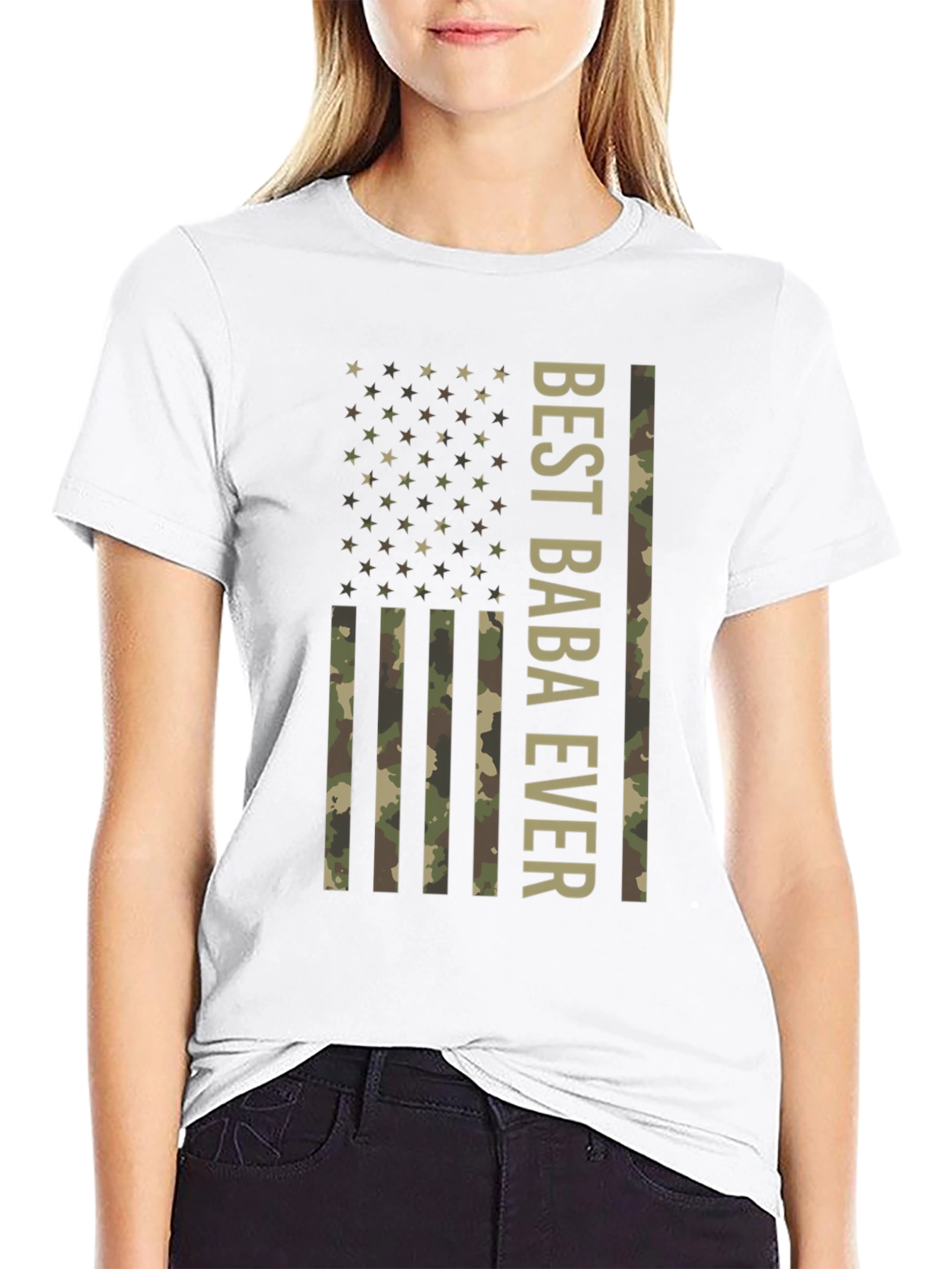 Best Baba Ever Camo Flag Tee - 9
