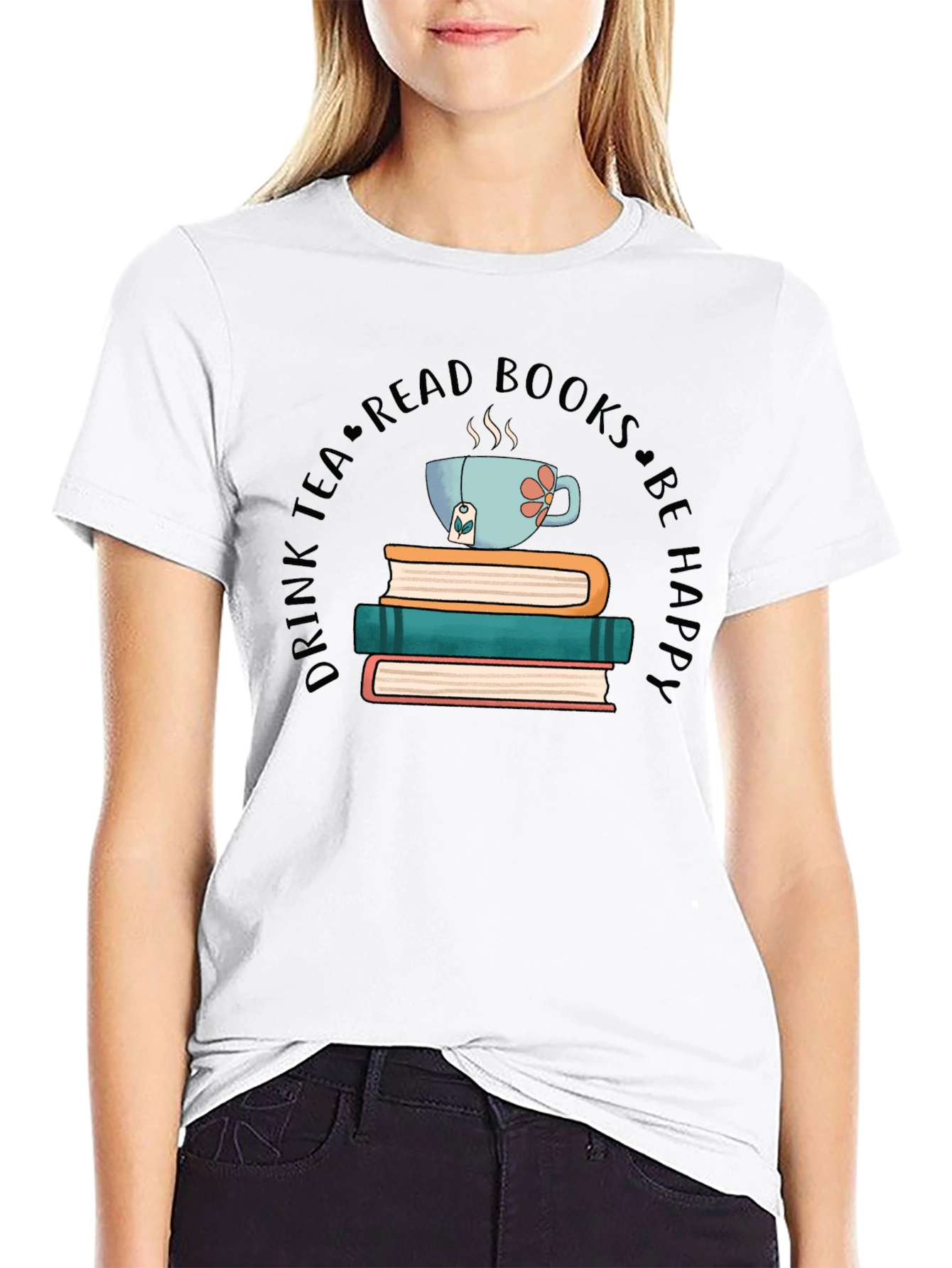 Black Drink Tea Read Books Be Happy T-Shirt view 9