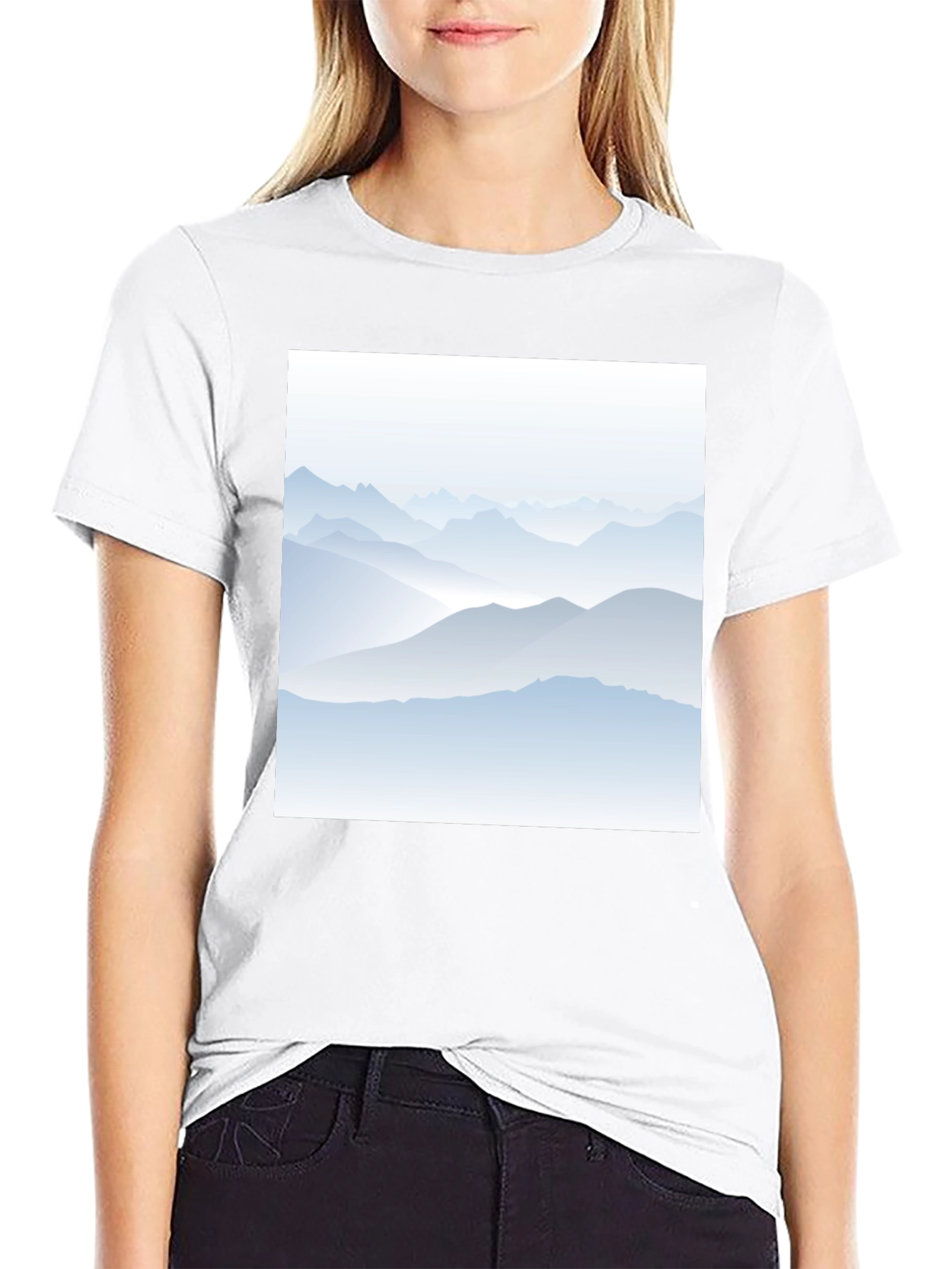 Black Mountain Range Graphic Print Black T-Shirt view 9