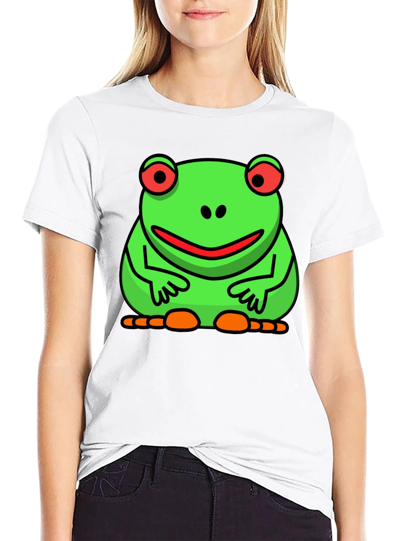 Black Funny Frog Graphic Tee - Black Cotton T-Shirt view 9