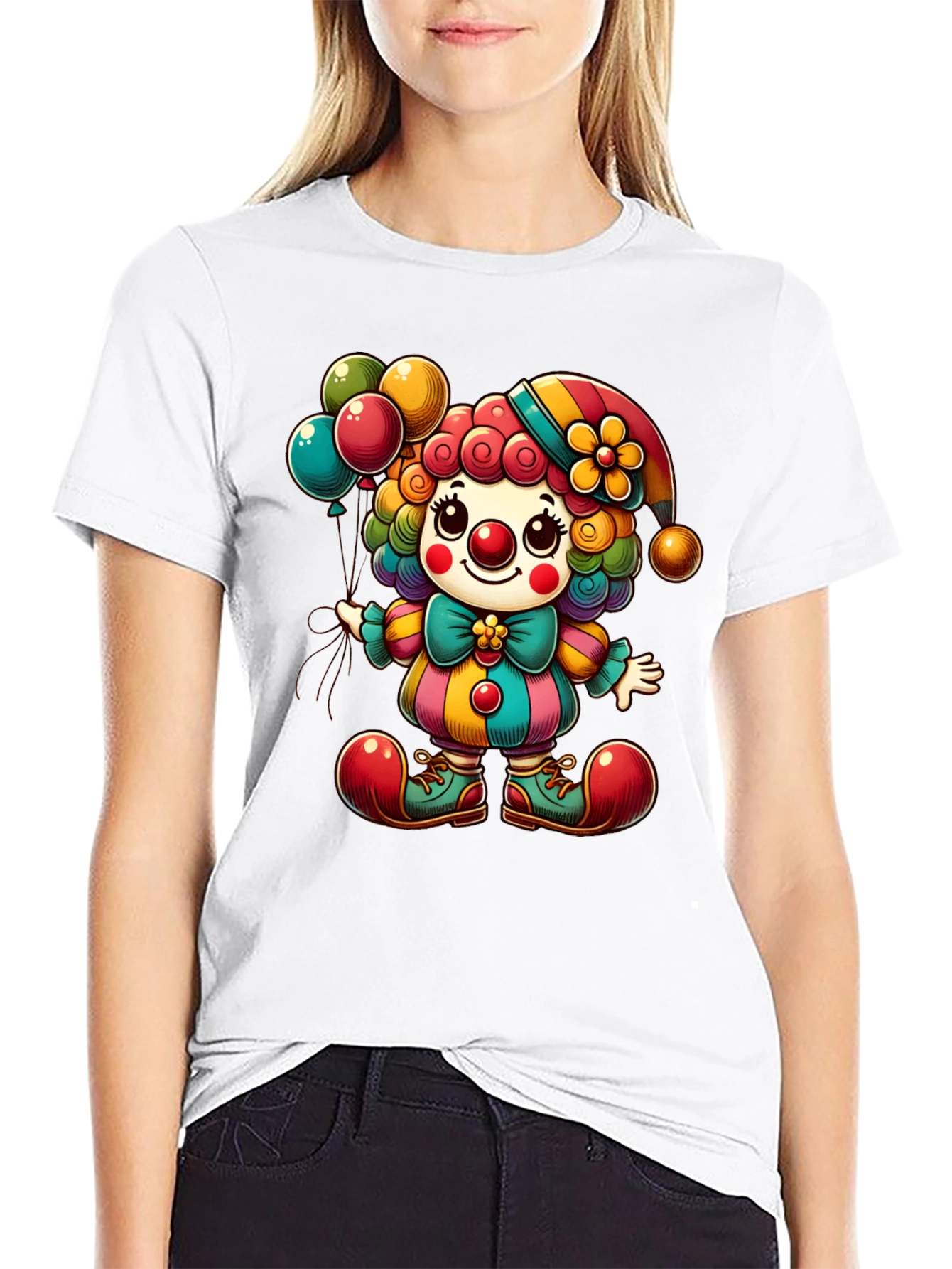 Black Clown Graphic T-Shirt - Funny and Colorful Tee view 9