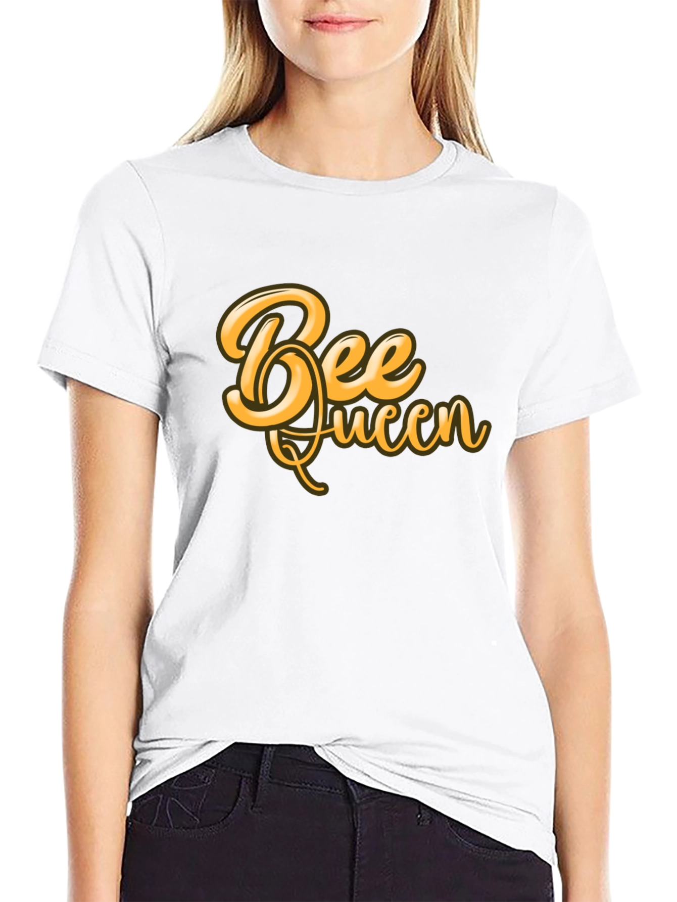 Black Bee Queen Graphic T-Shirt - Black Cotton Blend view 9