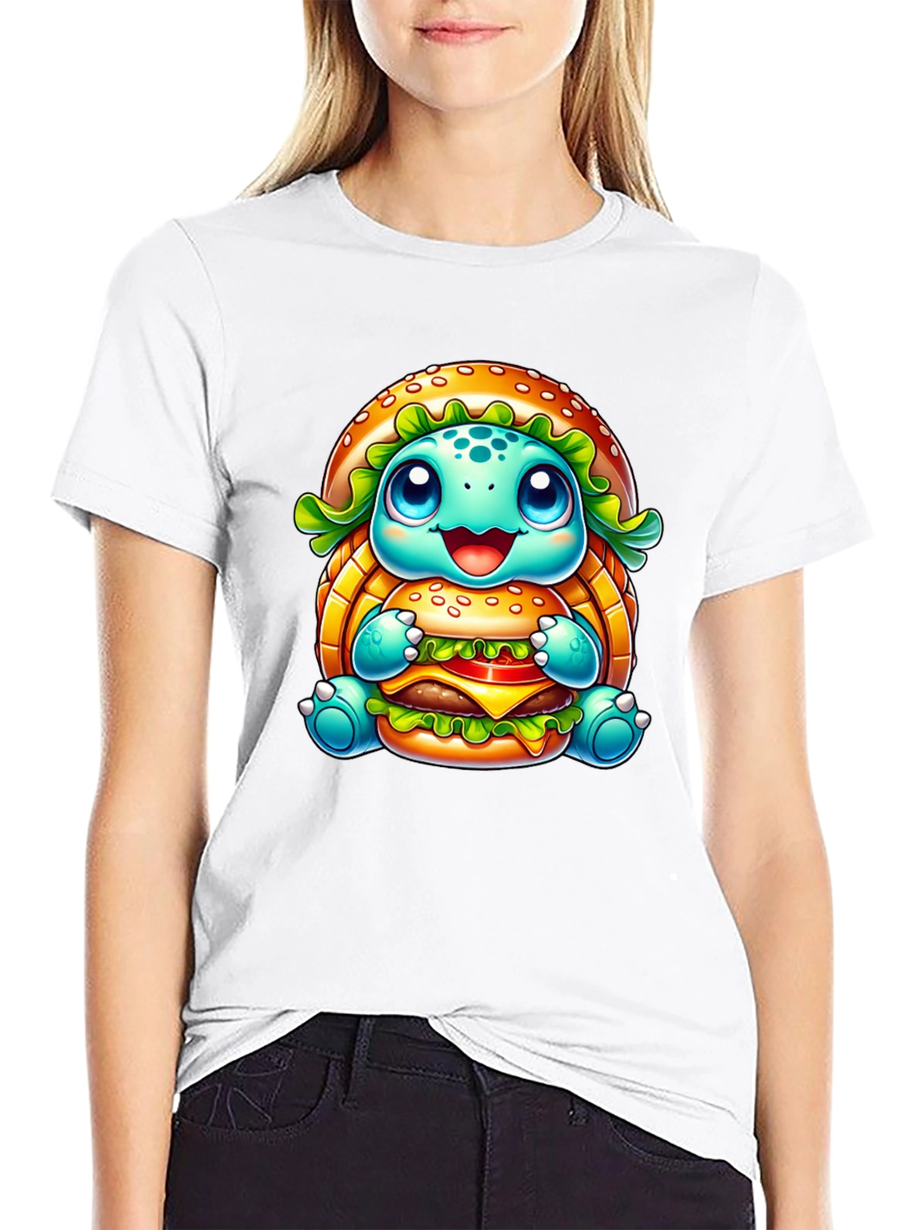 Black Turtle Burger Graphic Black T-Shirt view 9