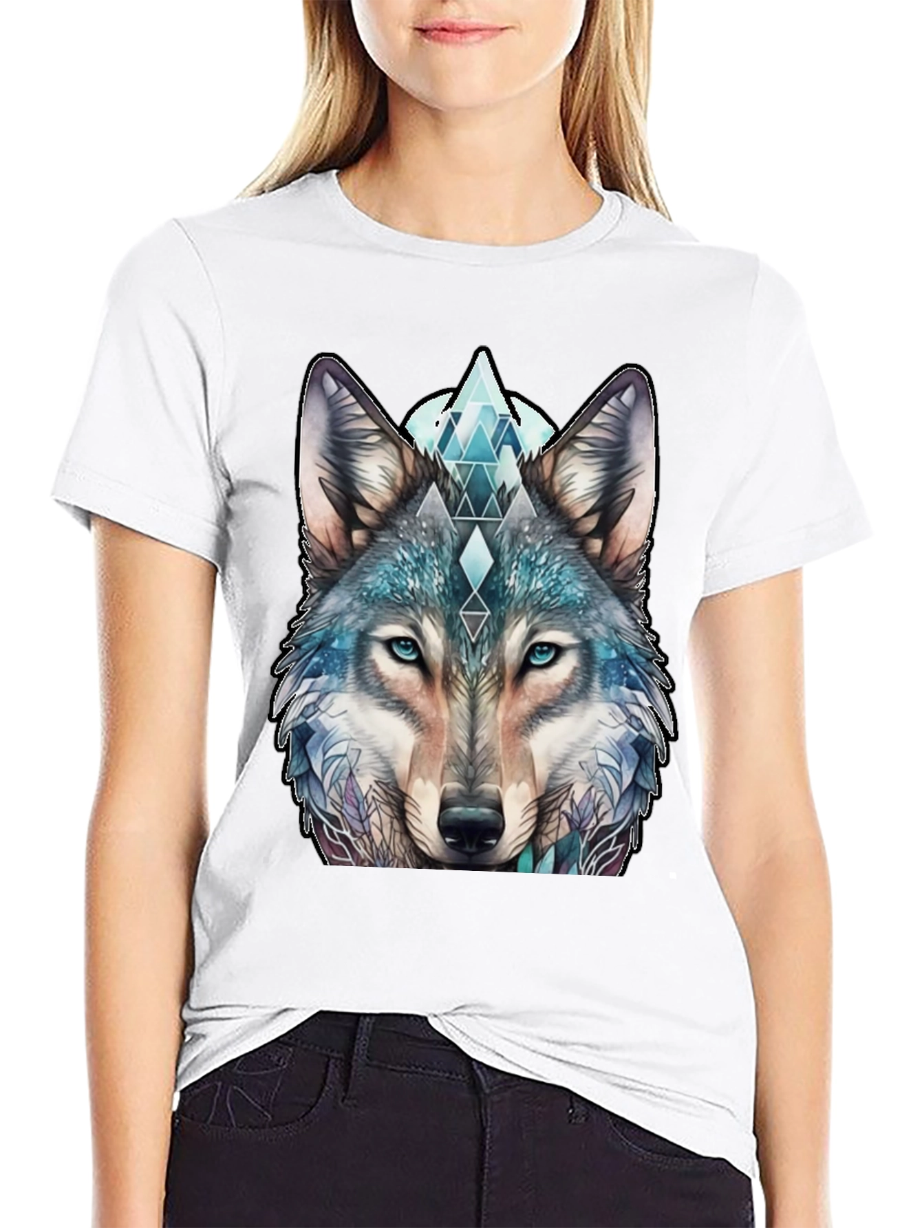 Black Wolf Graphic Tee - Geometric Design, Soft Cotton view 9