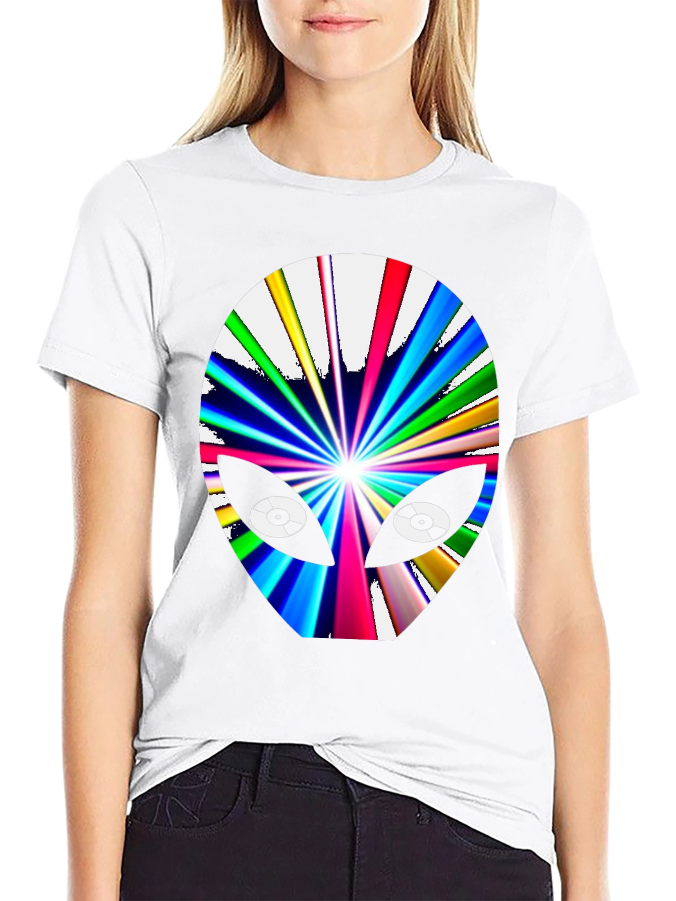 Black Retro Alien Graphic T-Shirt - Black Cotton Tee view 9