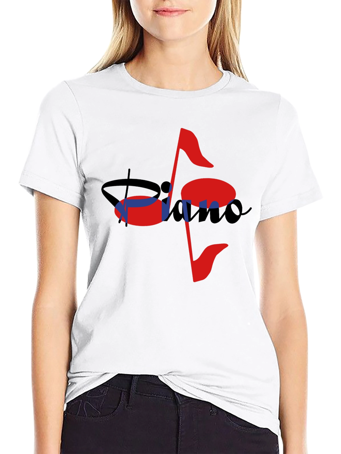 Black Musical Piano Note Black T-Shirt view 9