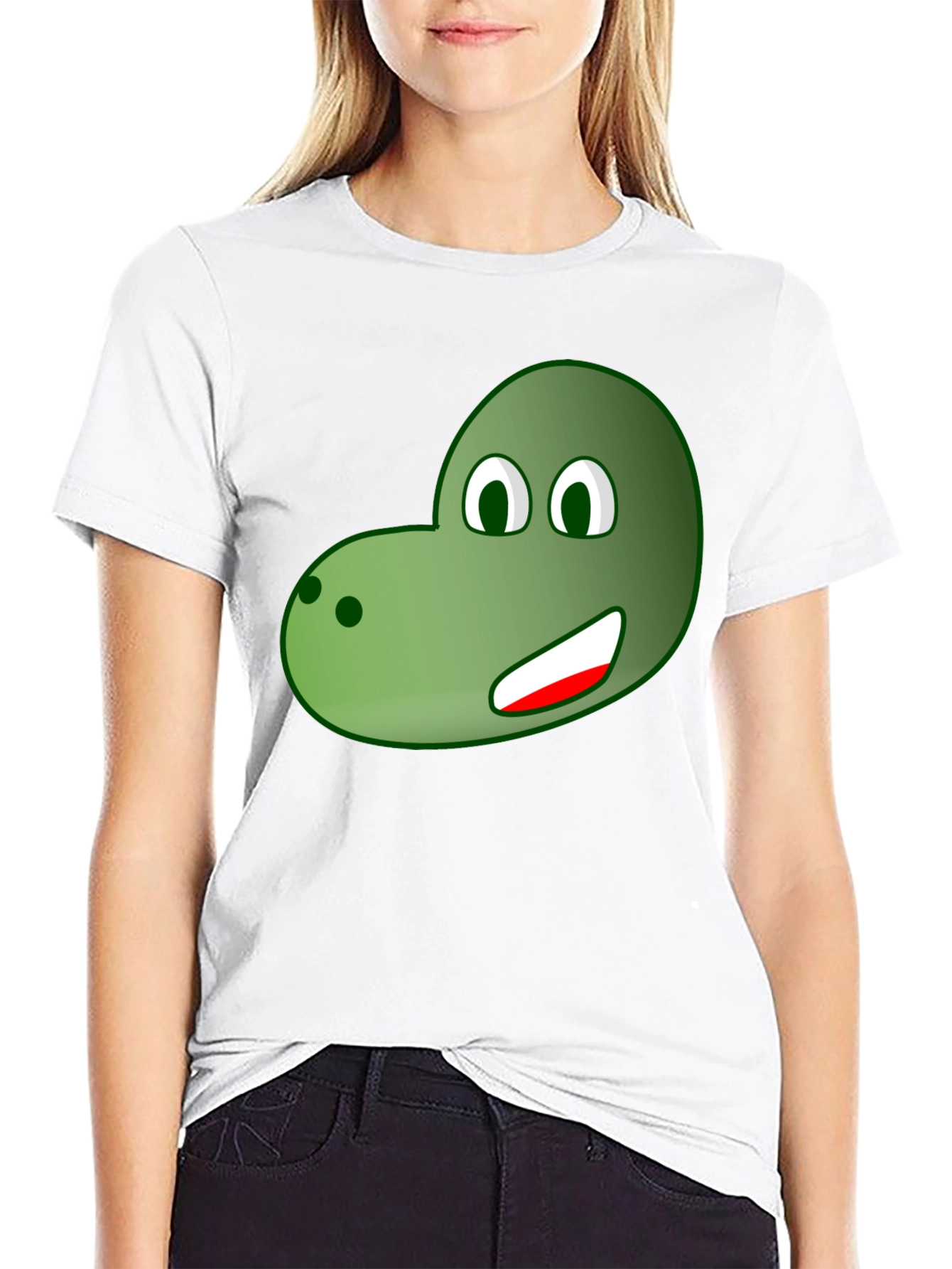 Black Cartoon Dinosaur Face Graphic Tee view 9
