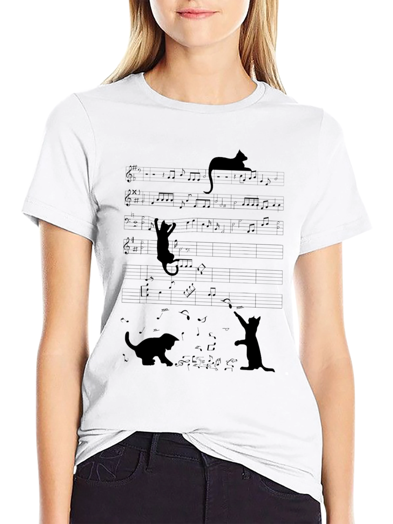 Black Cat Music Black T-Shirt view 9