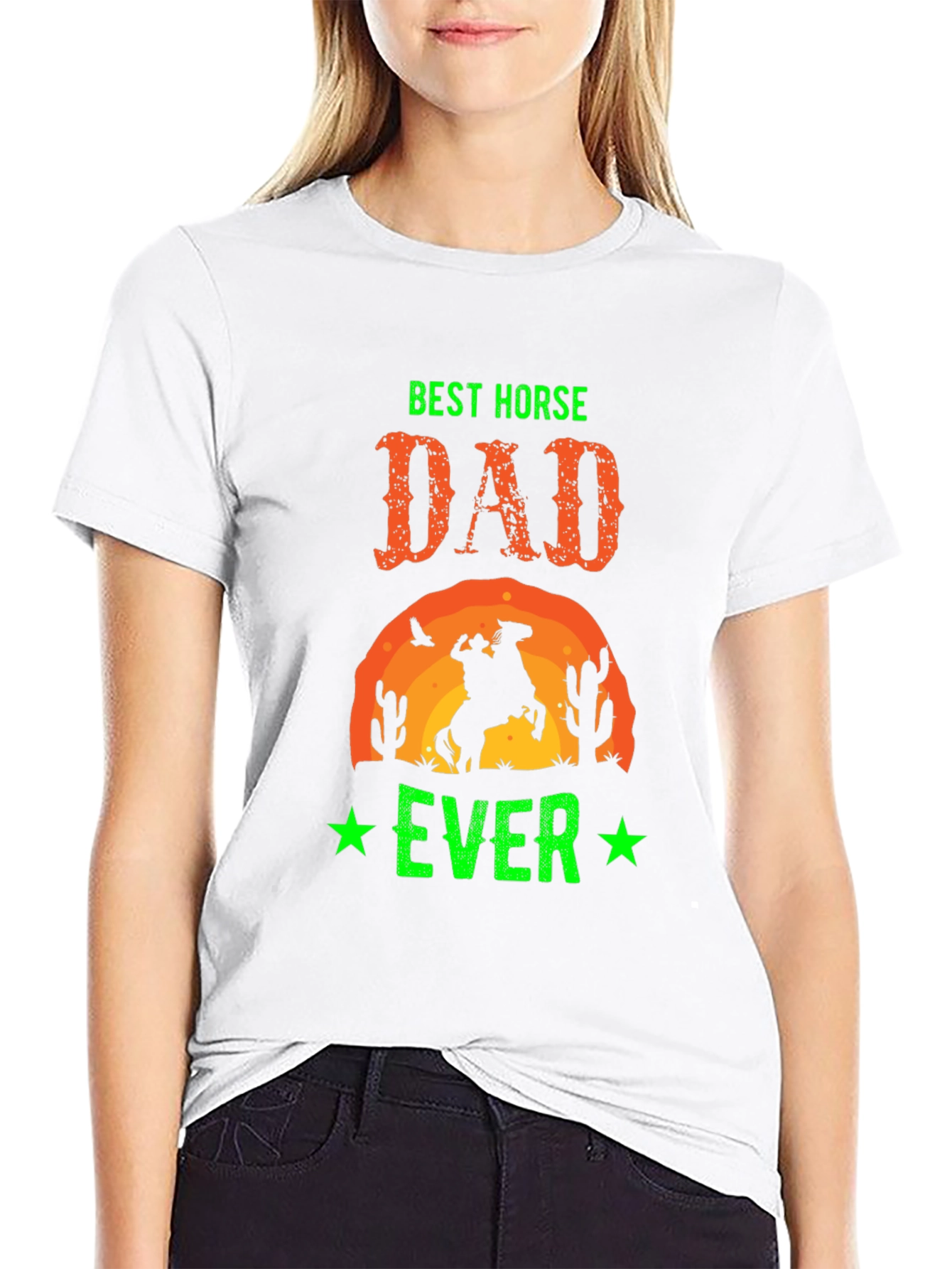 Black Best Horse Dad Ever Graphic T-Shirt view 9