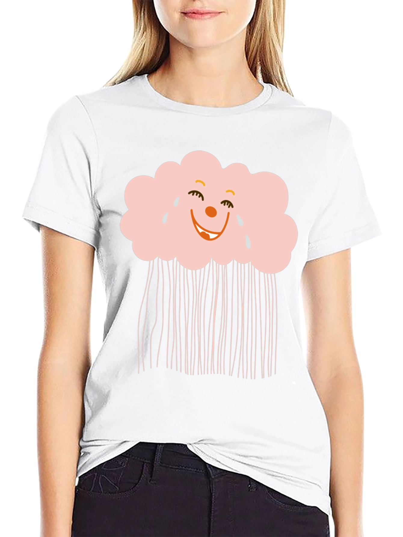 Black Funny Cloud T-Shirt - Black Cotton Tee view 9
