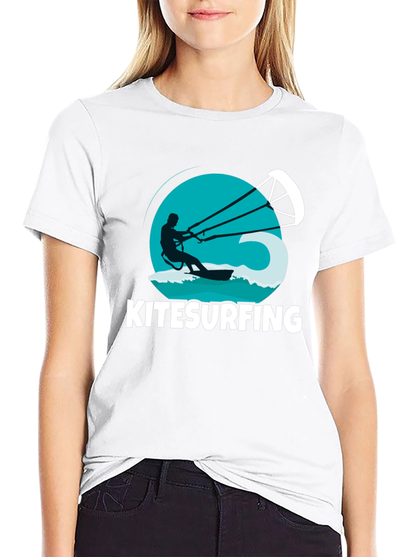 Black Kitesurfing T-Shirt: Black Graphic Tee view 9