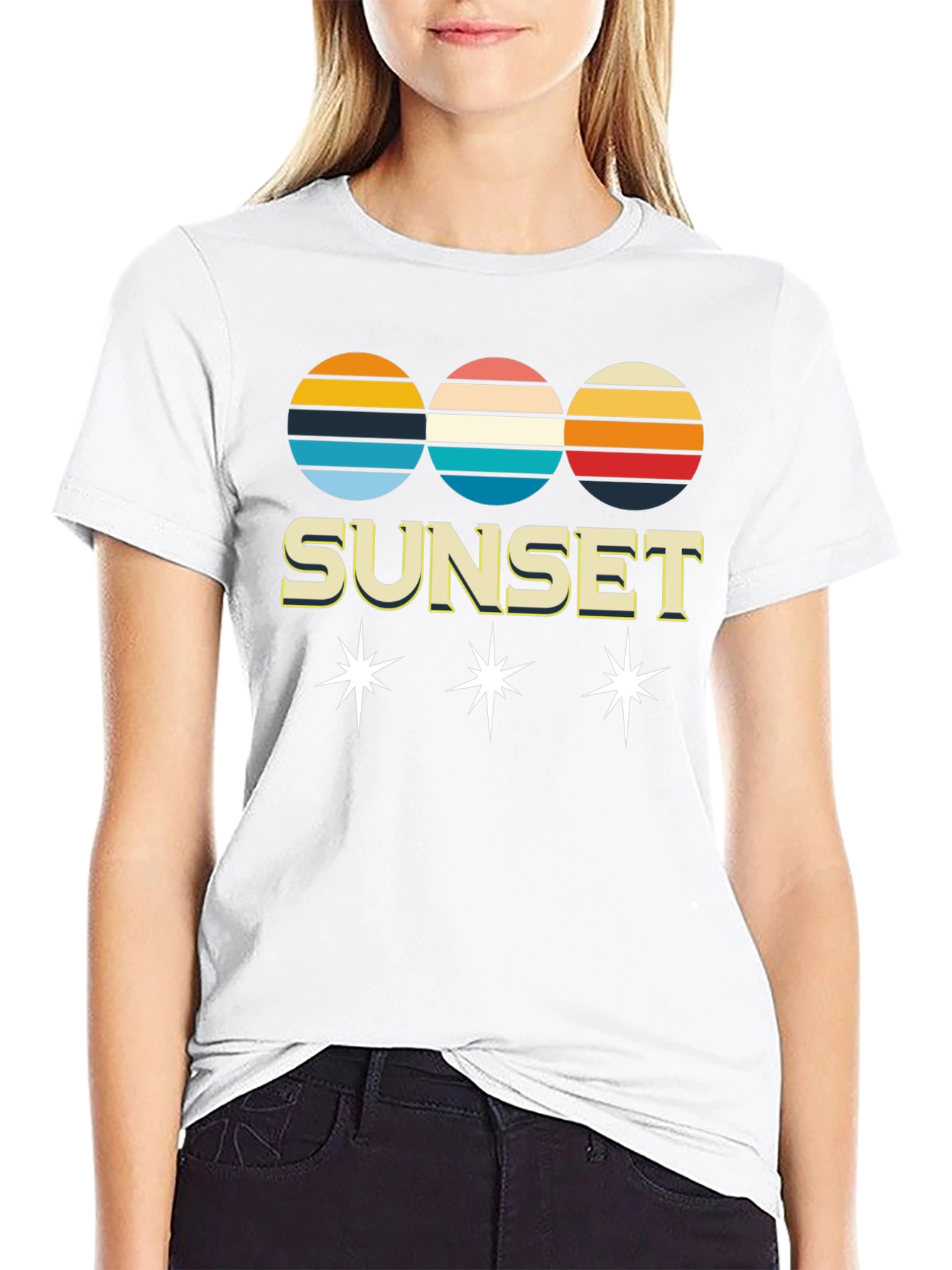 Black Retro Sunset Graphic Tee - Classic Style view 9