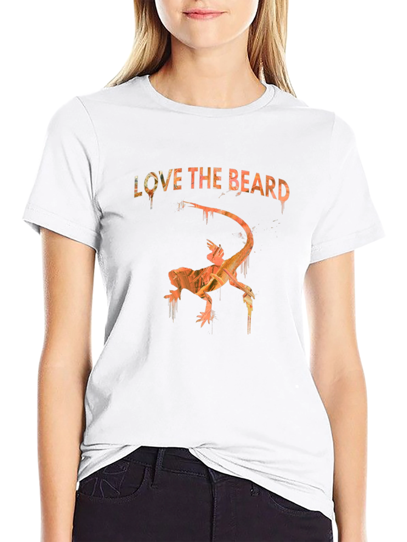 Black Love the Beard Lizard Graphic Tee - Black view 9