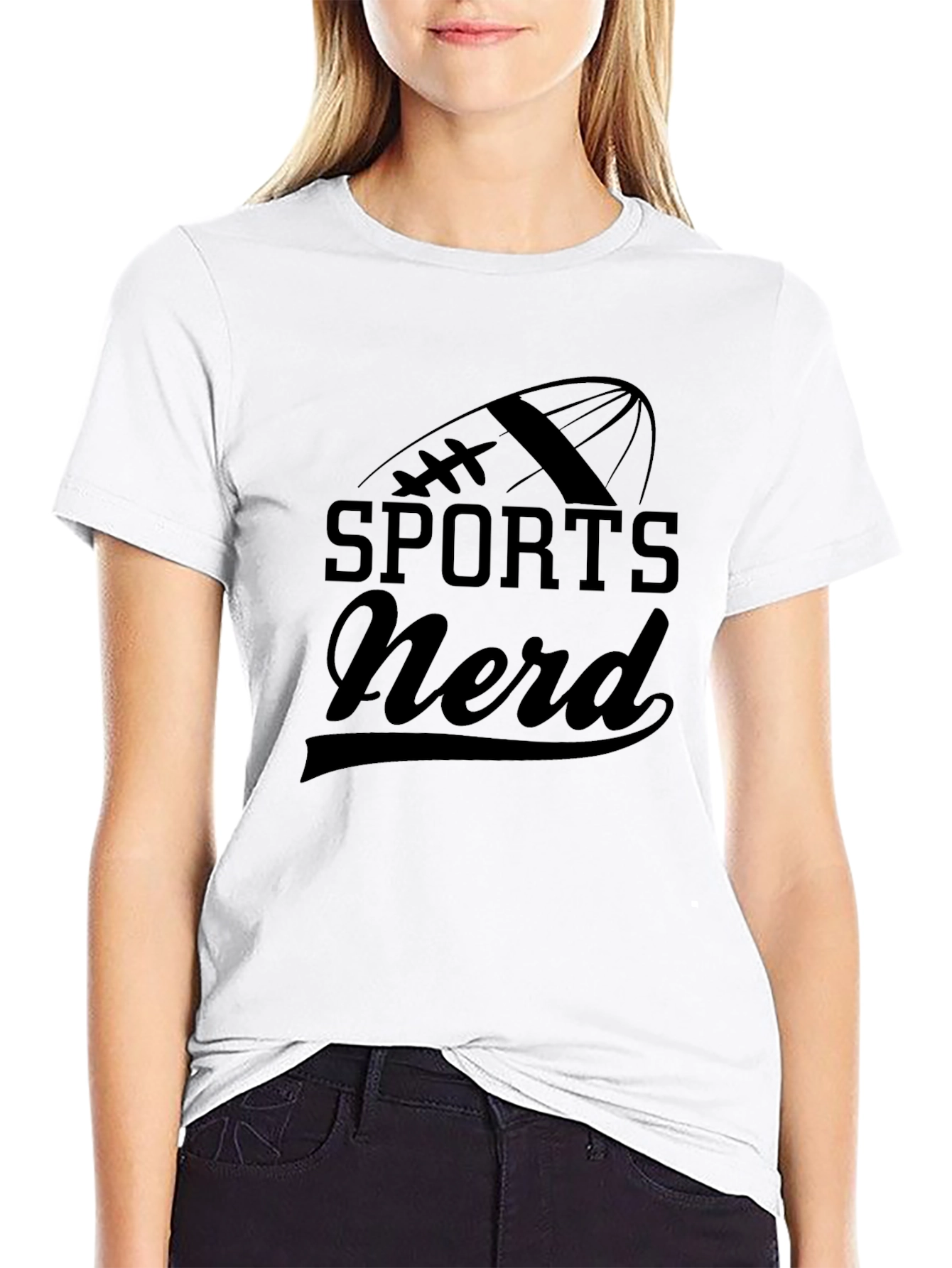 Black Sports Nerd Graphic T-Shirt - Black Cotton Tee view 9