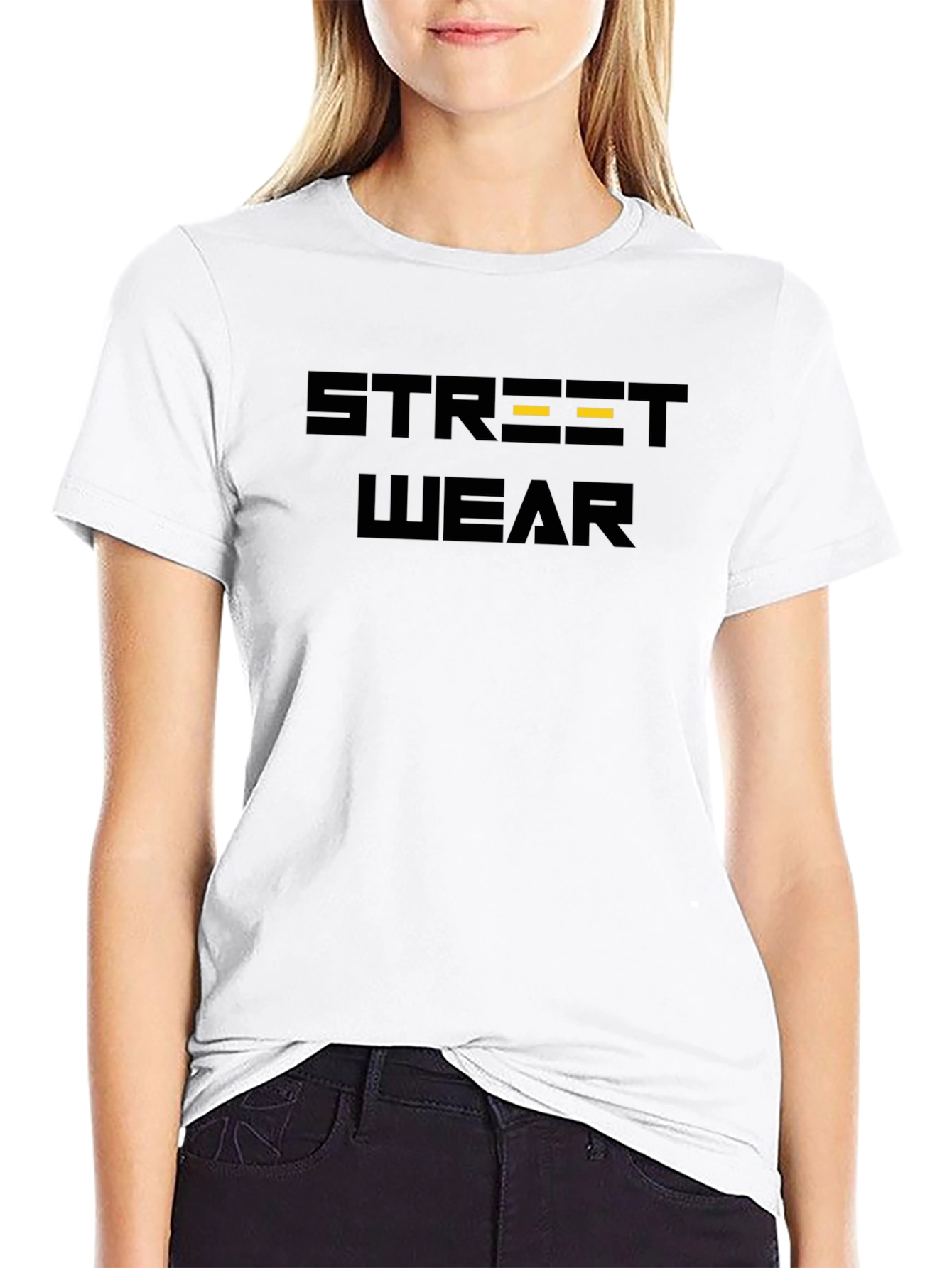 Black Streetwear Graphic Tee - Black Cotton Blend view 9