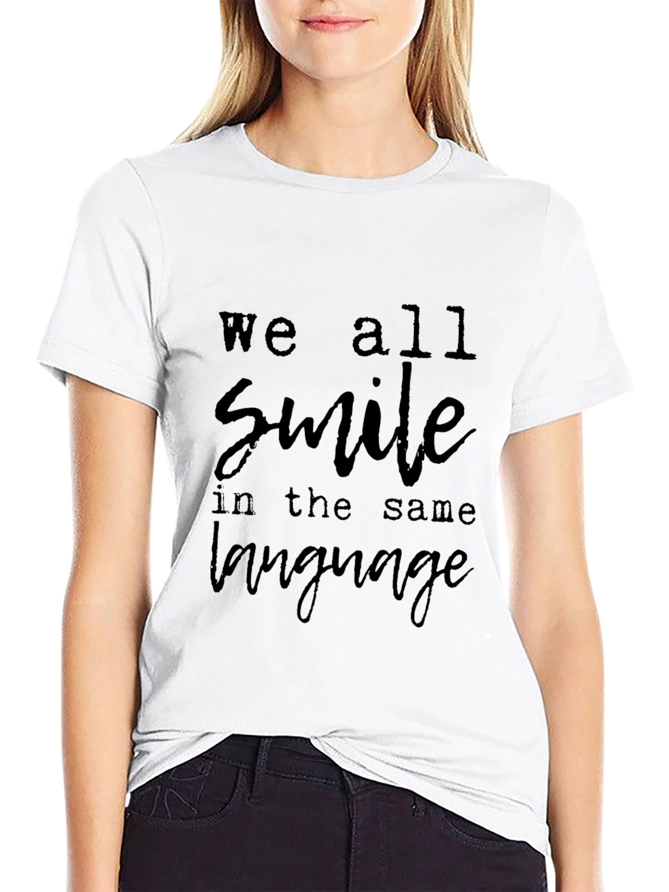 Black We All Smile T-Shirt - Soft Cotton Blend view 9