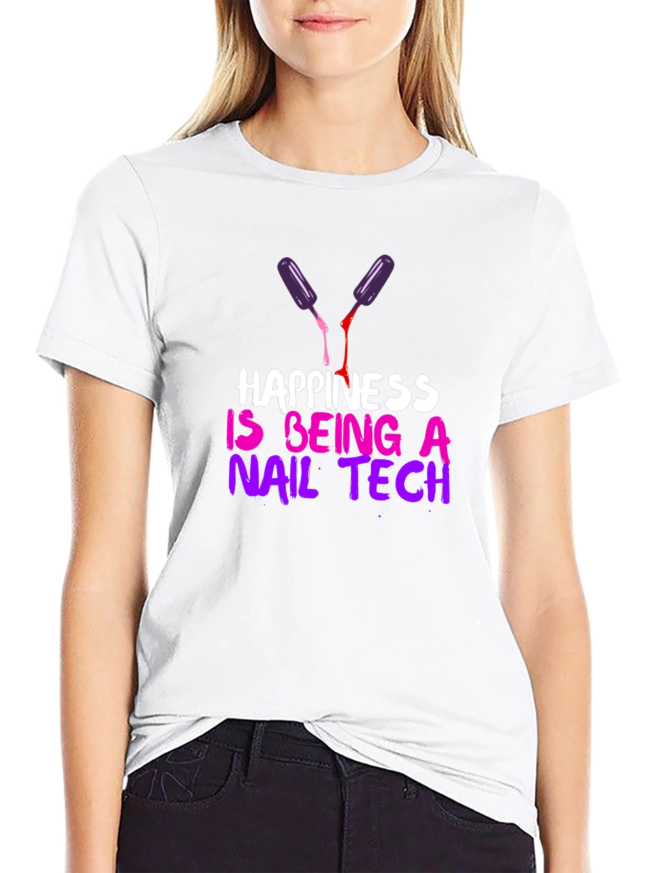Black Happiness is Being a Nail Tech T-Shirt view 9