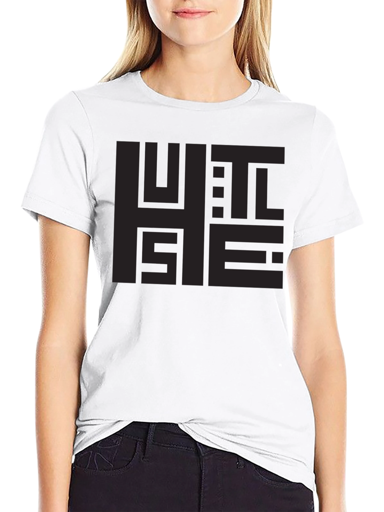 Black Geometric Word Art Black T-Shirt view 9
