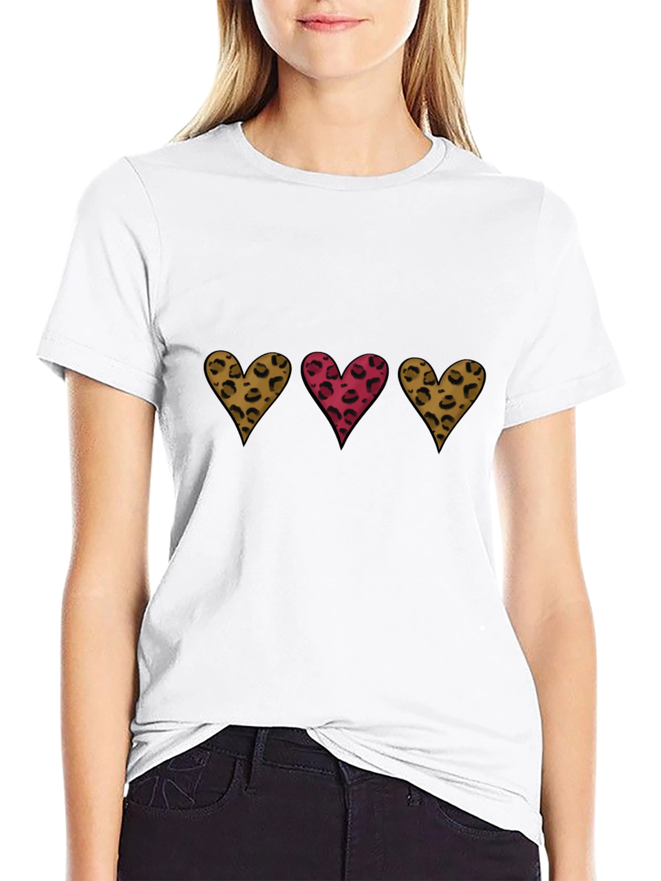 Black Leopard Heart Graphic Tee - Stylish Casual Wear view 9