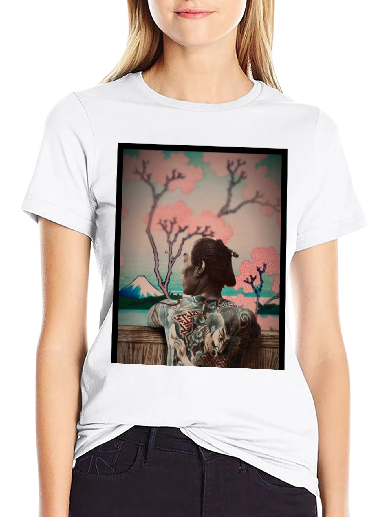 Black Japanese Art Tattoo T-Shirt - Unique Graphic Tee view 9