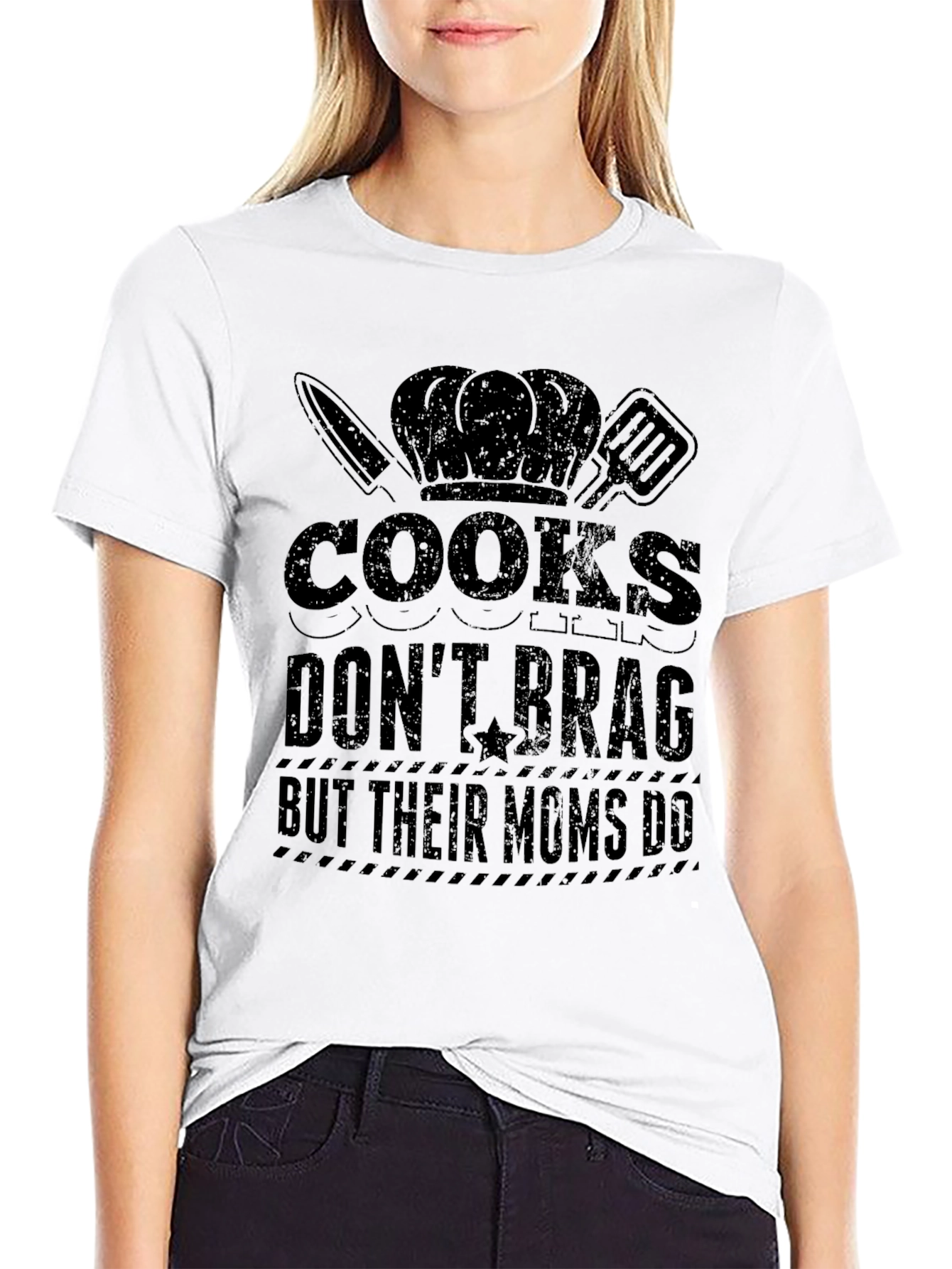Black Cooks Don't Brag Funny Graphic T-Shirt view 9
