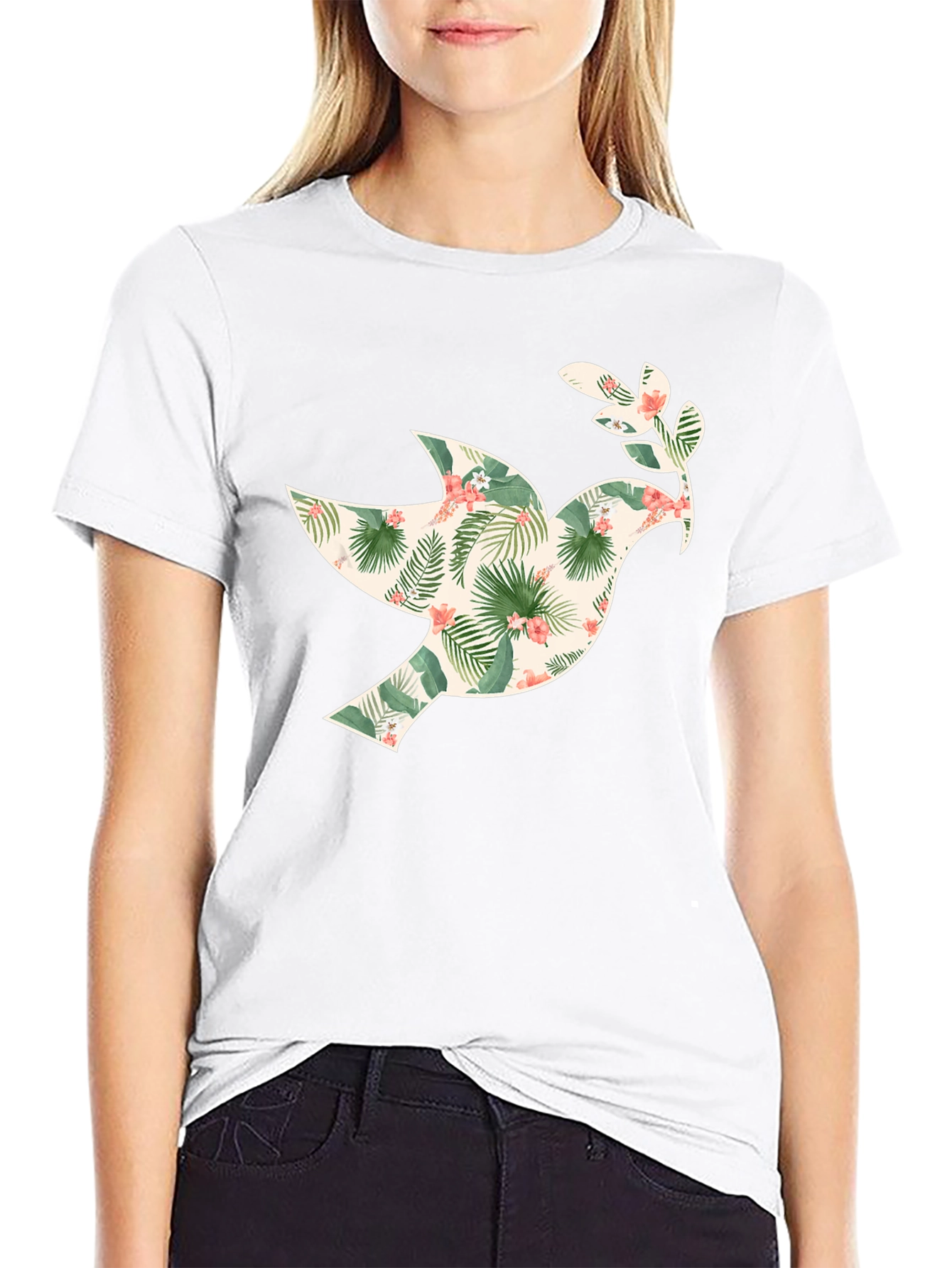 Black Tropical Dove Graphic Tee - Men's Black T-Shirt view 9