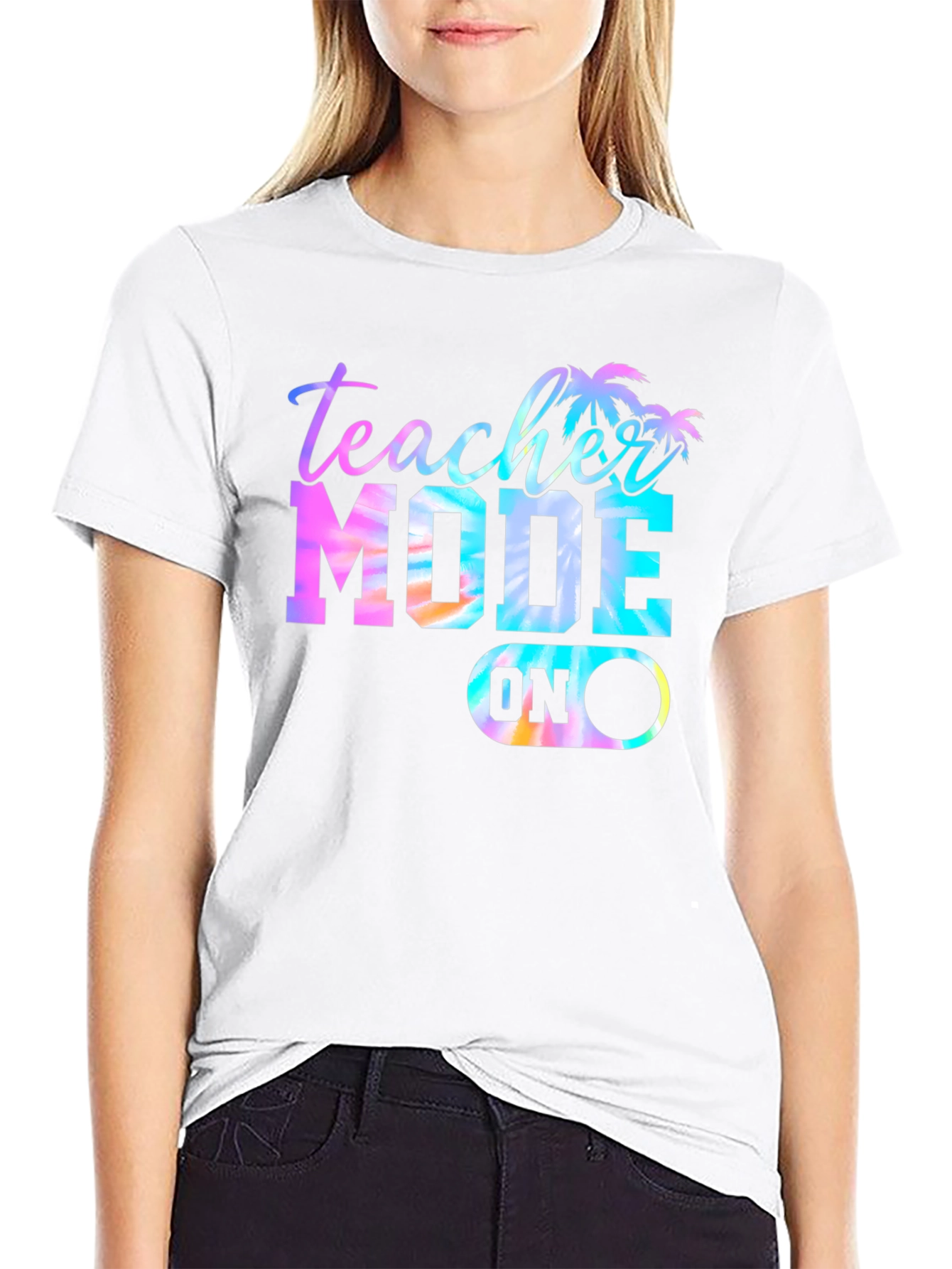Black Teacher Mode On Tie-Dye Graphic T-Shirt view 9