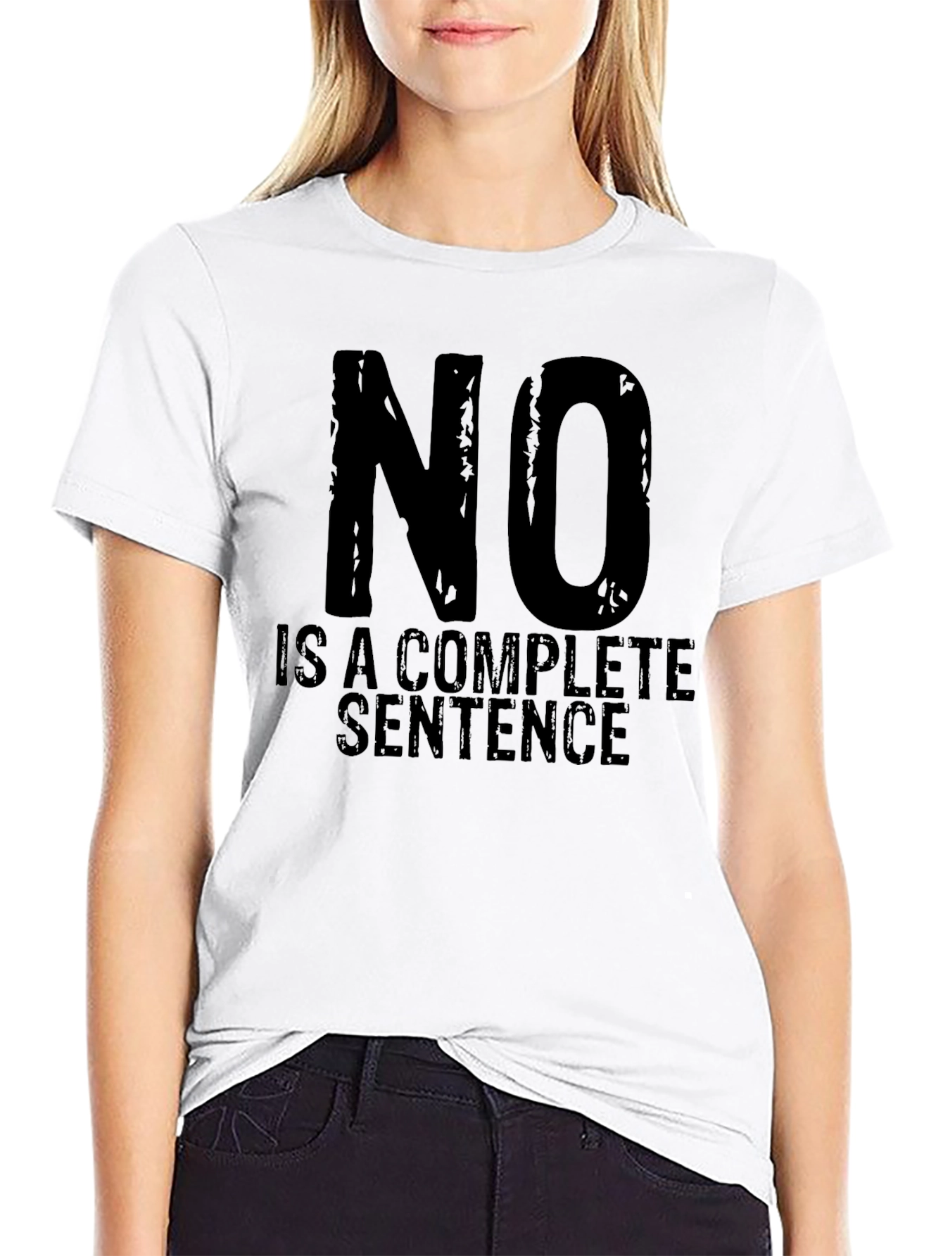 Black No Is A Complete Sentence T-Shirt - Black Graphic Tee view 9