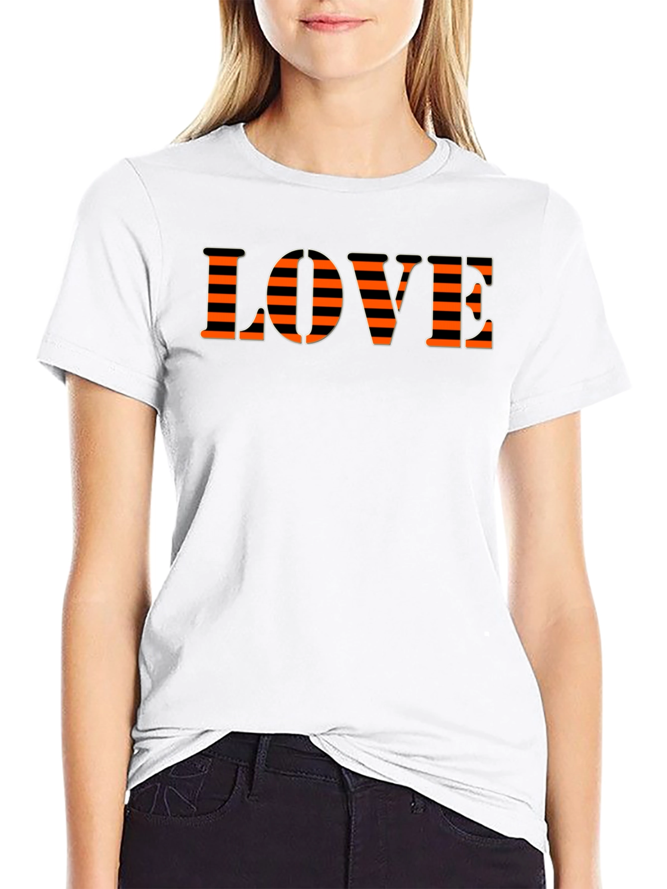Black Love Striped Graphic T-Shirt view 9