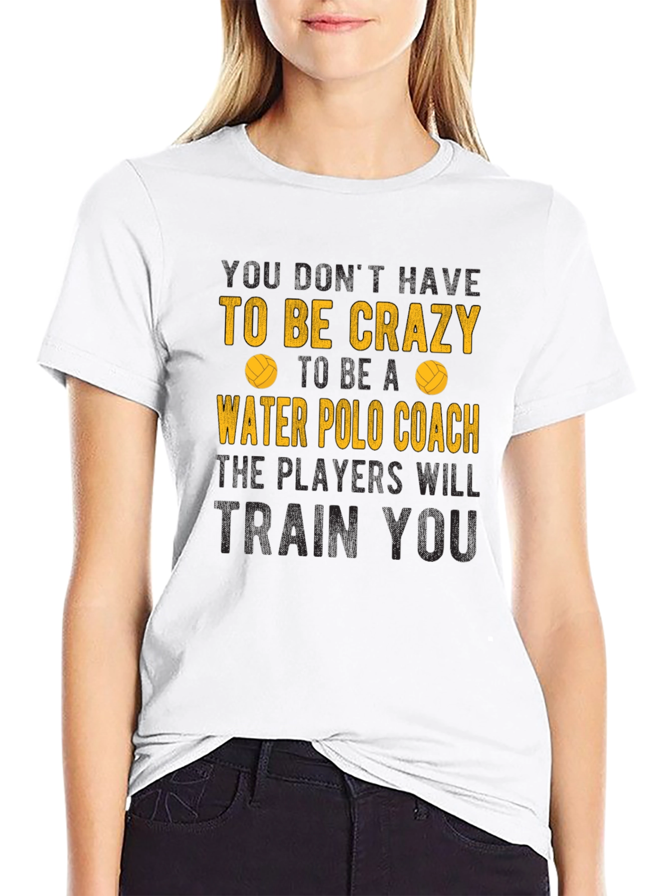 Black Crazy Water Polo Coach T-Shirt - Humorous Sportswear view 9