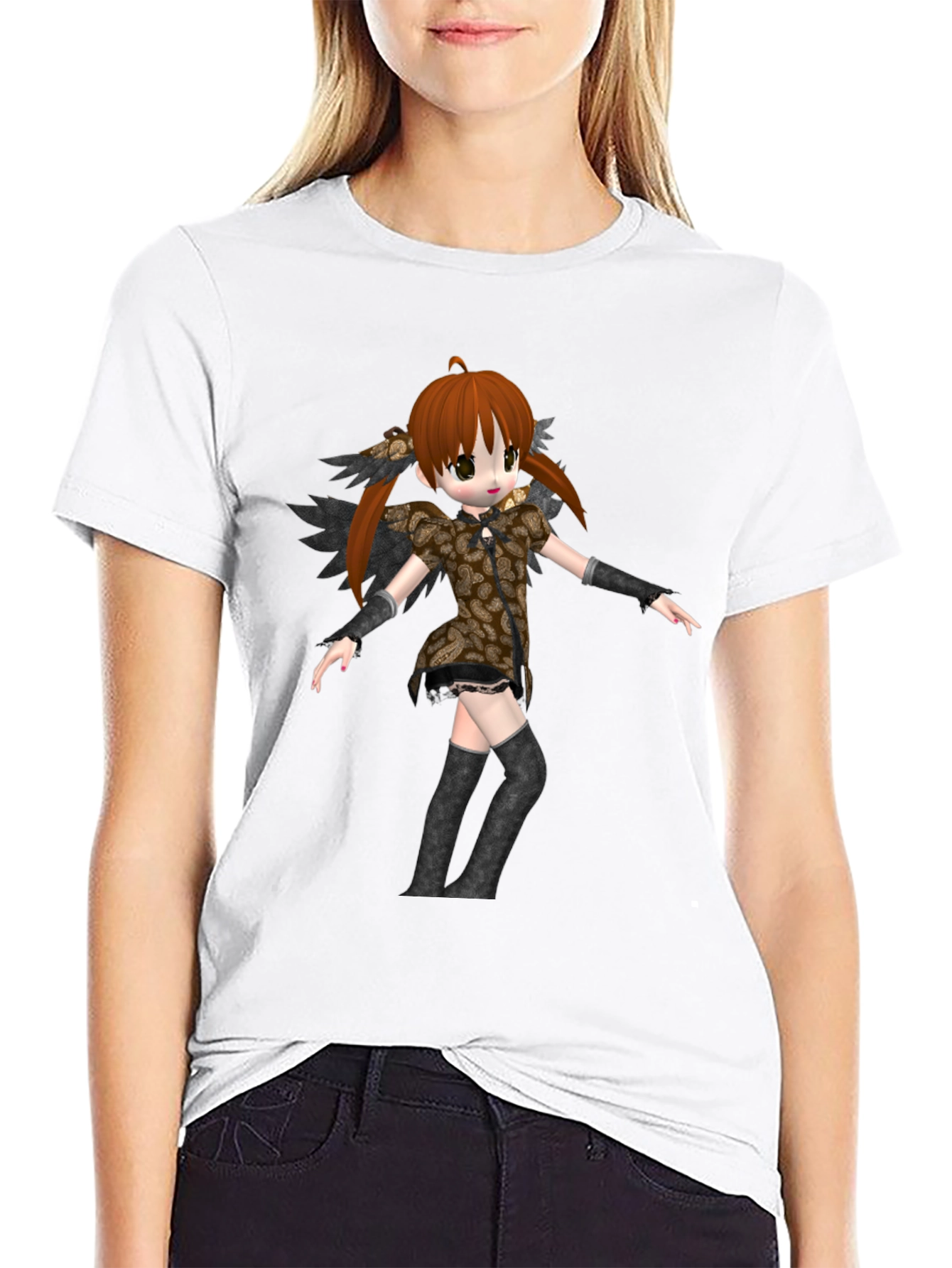 Black Anime Girl Graphic Black T-Shirt view 9