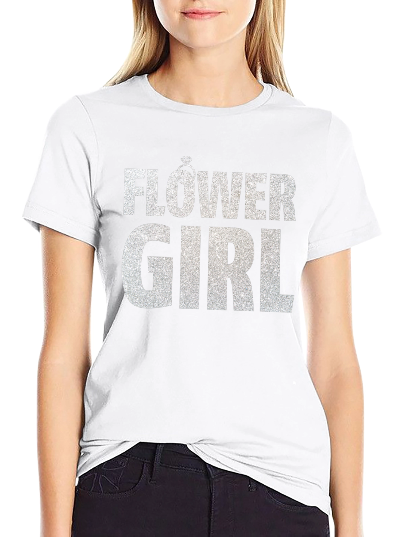Black Flower Girl T-Shirt - Wedding Party Tee view 9