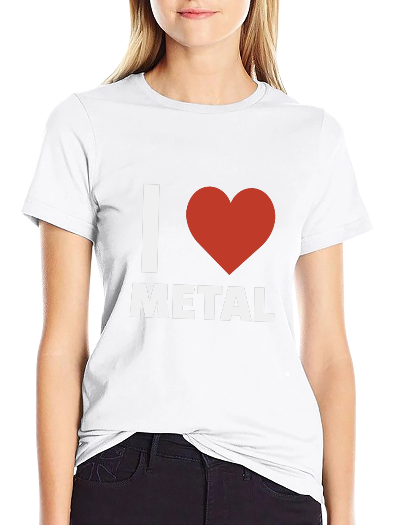 Black I Heart Metal Graphic Tee - Black Cotton T-Shirt view 9