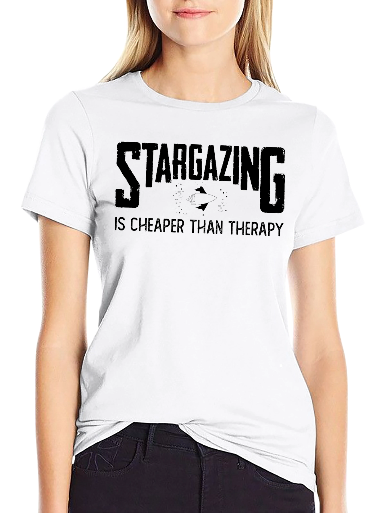 Black Stargazing Therapy T-Shirt view 9