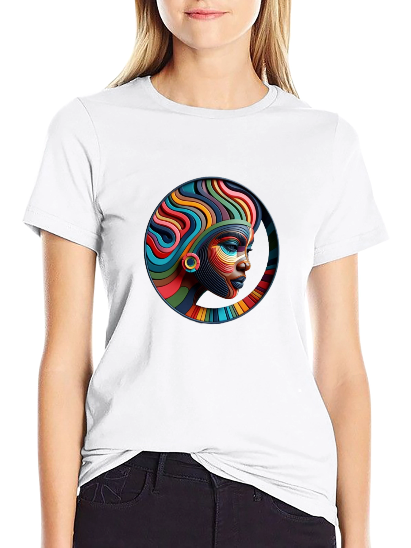 Black Abstract African Woman Art T-Shirt view 9