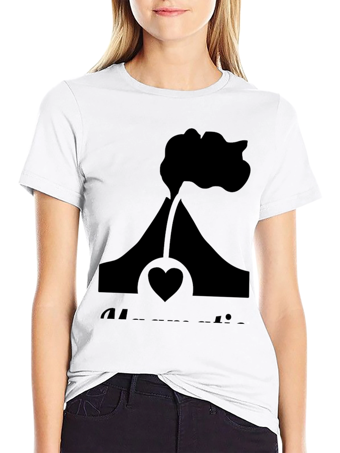 Black Volcano Heart Graphic Tee - Black Casual Shirt view 9