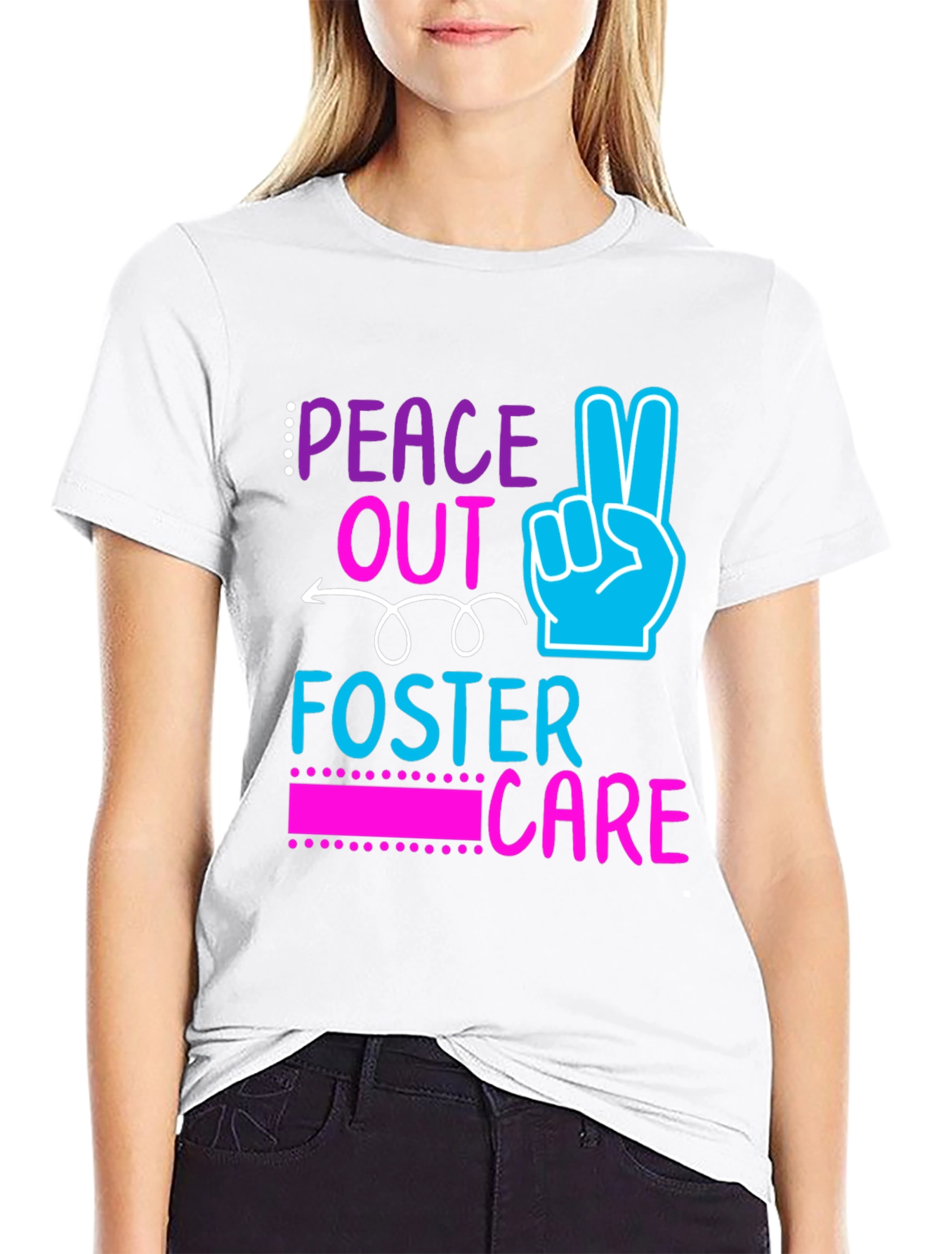 Black Peace Out Foster Care Graphic Tee view 9