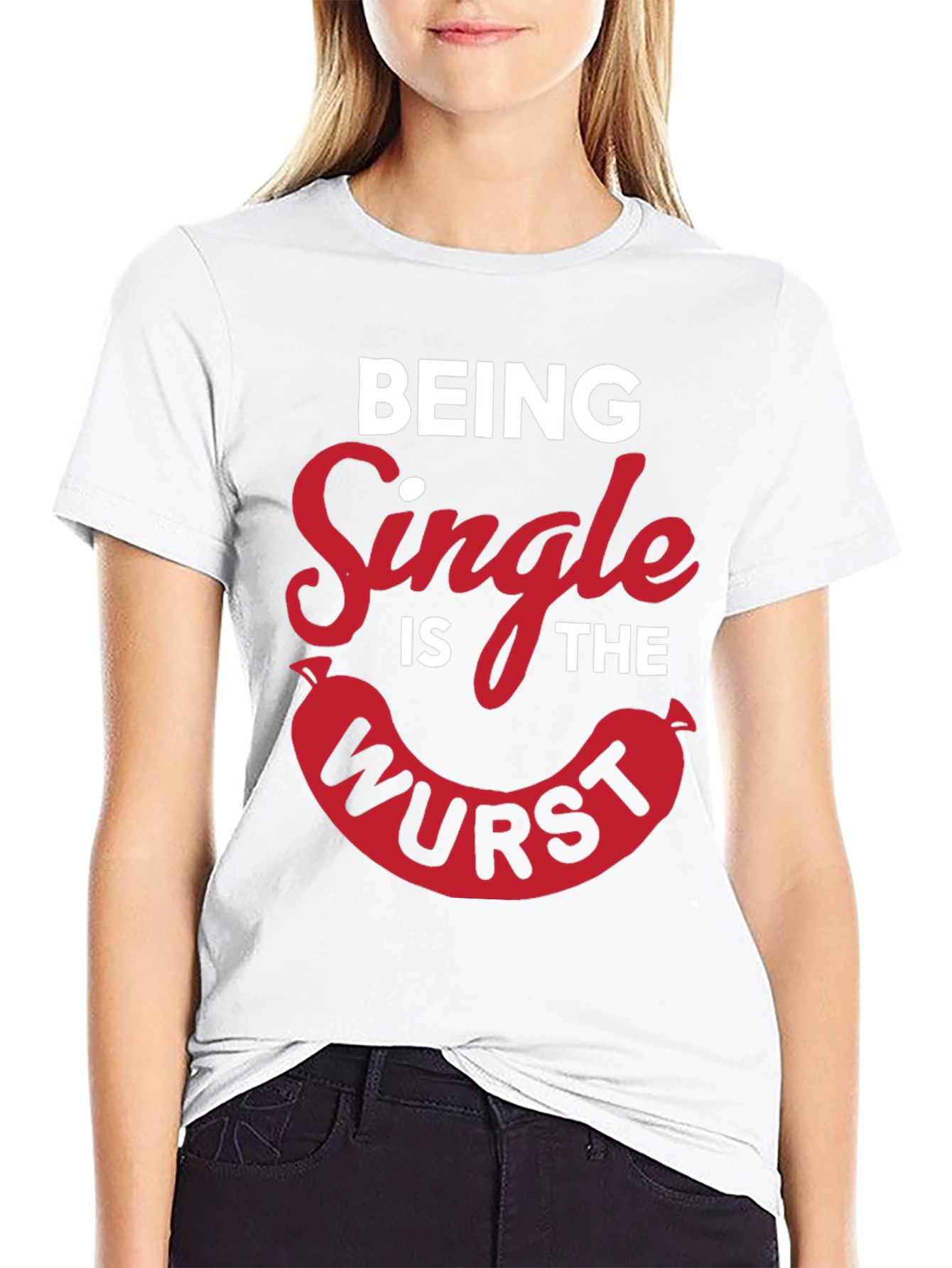 Black Being Single Is The Wurst Novelty T-Shirt view 9