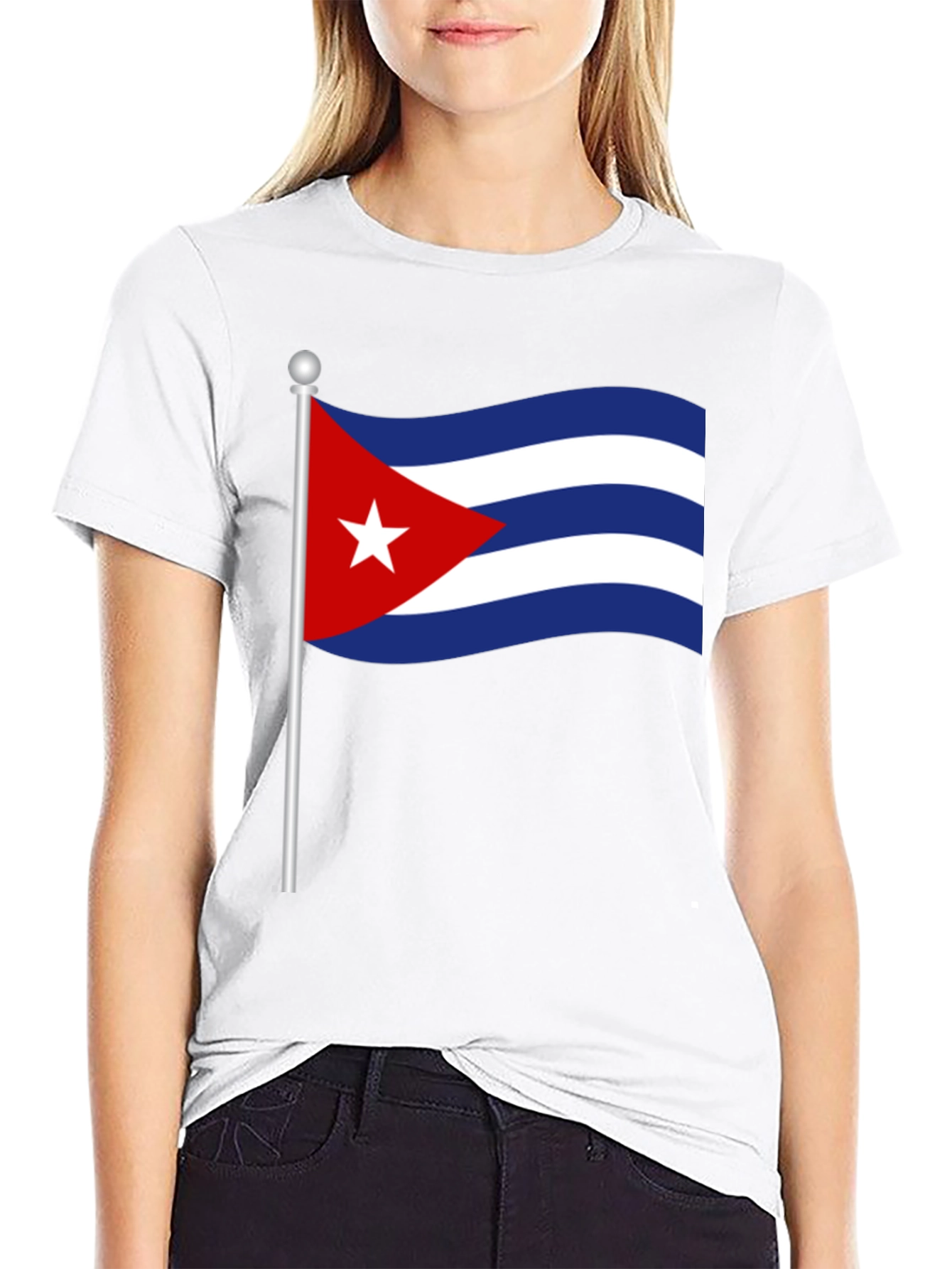 Black Cuba Flag T-Shirt - Black Crew Neck Tee view 9