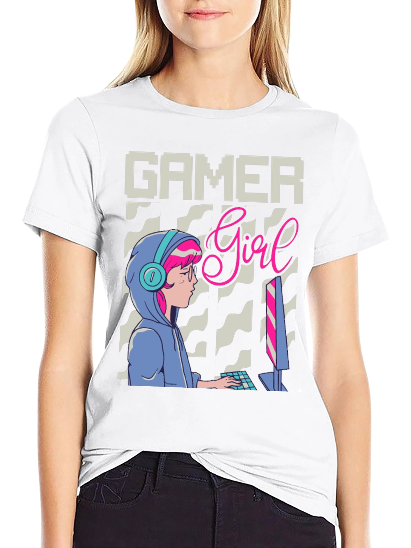 Black Gamer Girl Graphic Tee - Stylish Gaming Apparel view 9