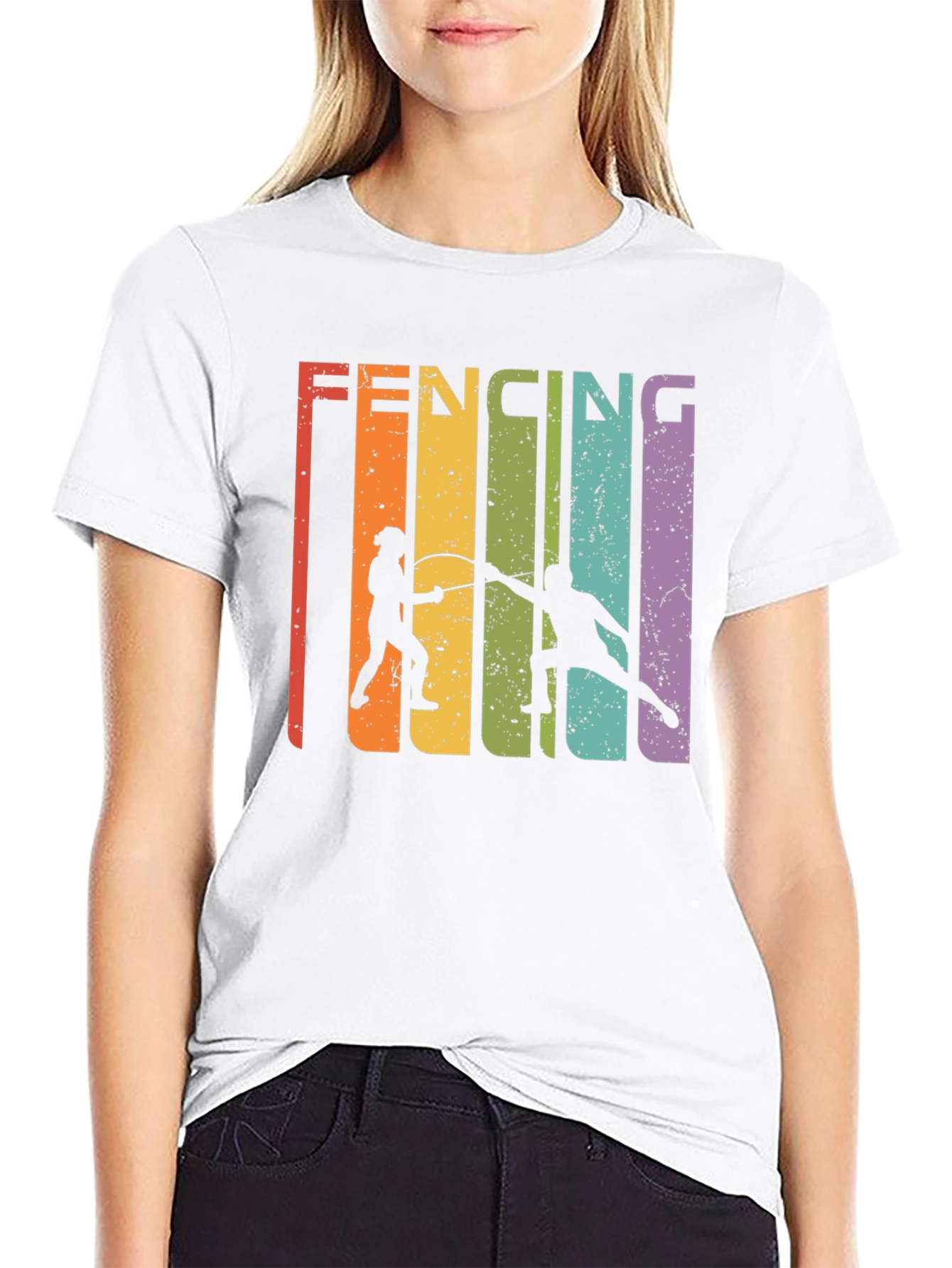 Black Retro Fencing Graphic T-Shirt view 9
